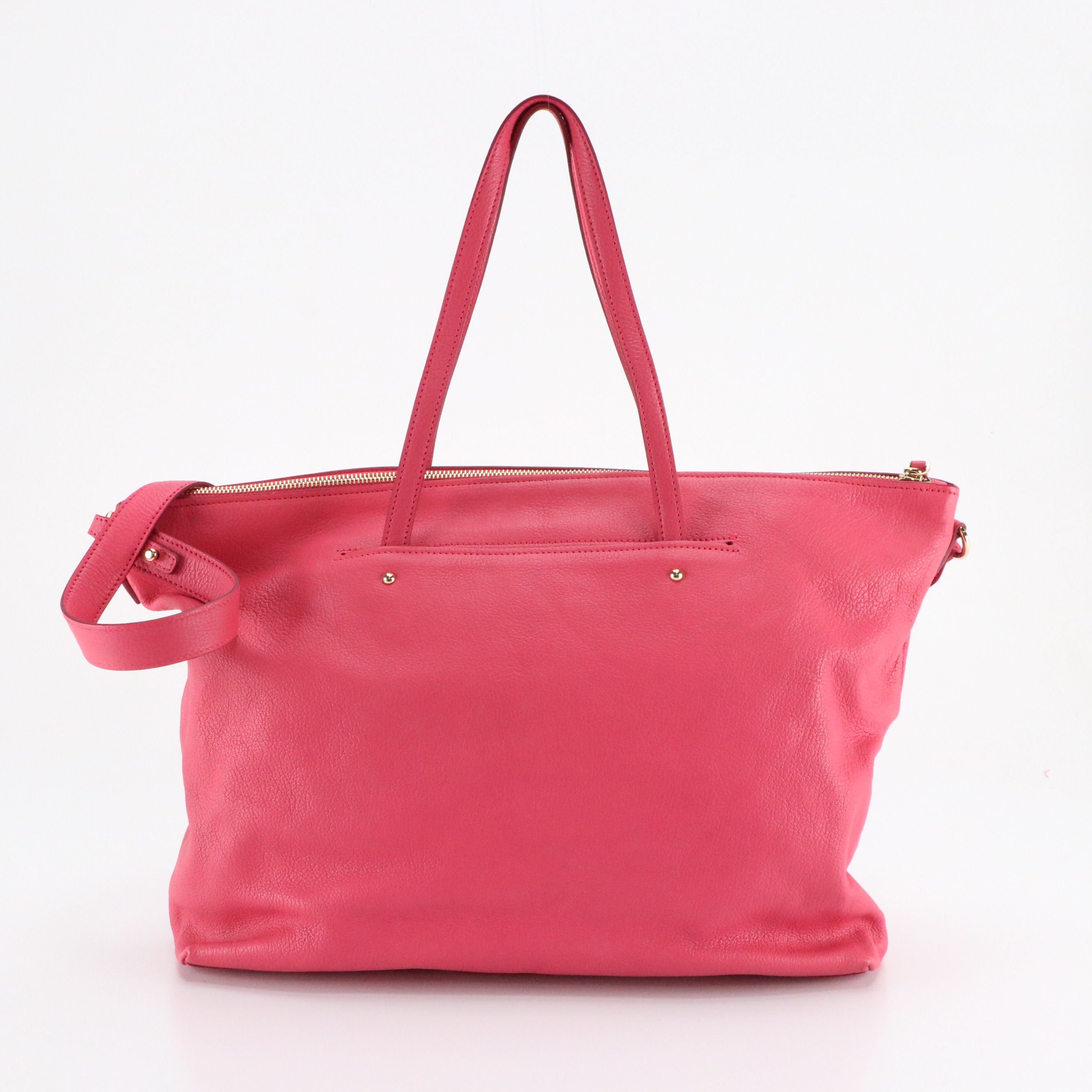 Salvatore Ferragamo Zippered Two Way Tote Bag in Pink Grained Leather