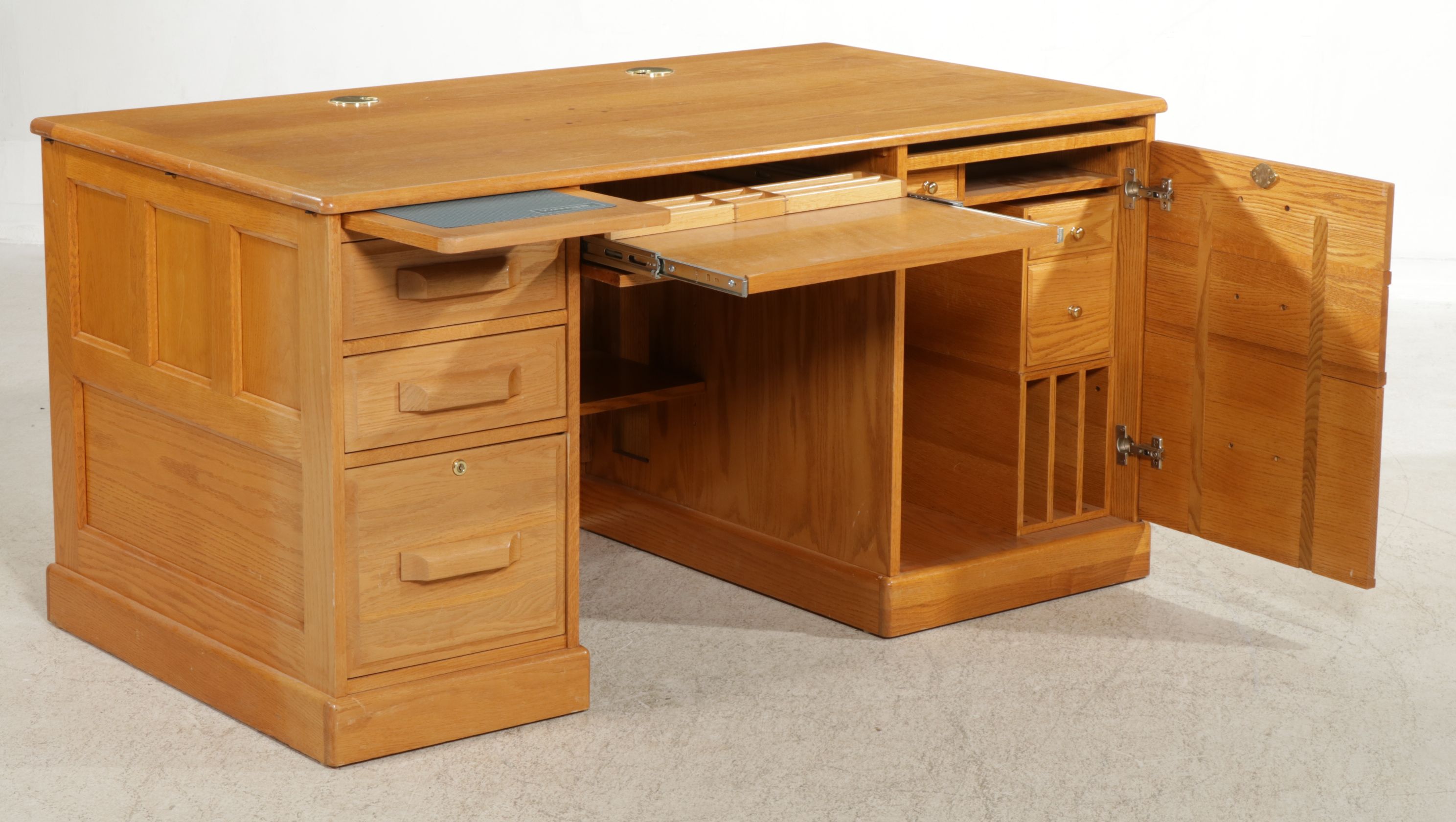 Winner's Only Oak Executive Desk, Office Chair, and File Cabinet, 21st Century