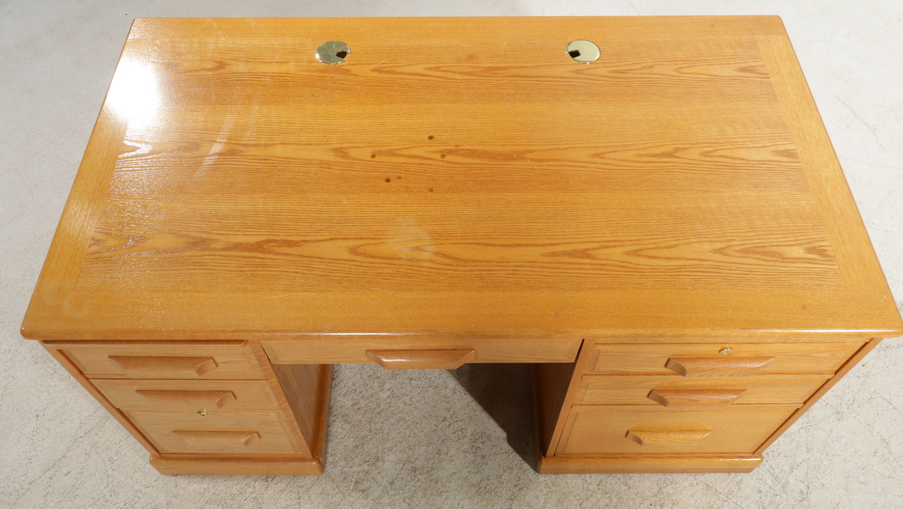 Winner's Only Oak Executive Desk, Office Chair, and File Cabinet, 21st Century