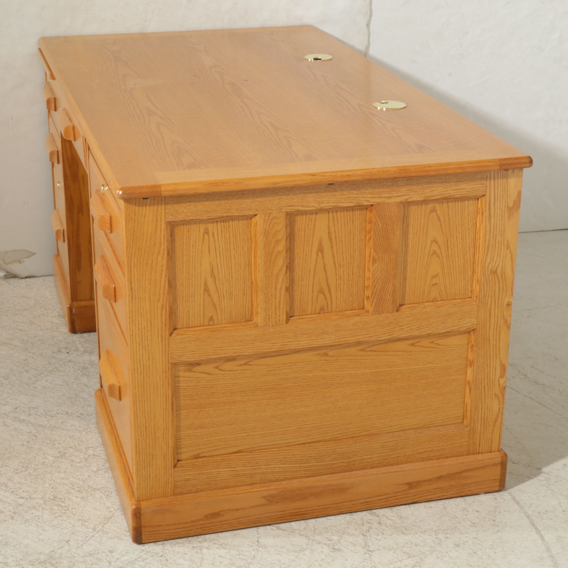 Winner's Only Oak Executive Desk, Office Chair, and File Cabinet, 21st Century