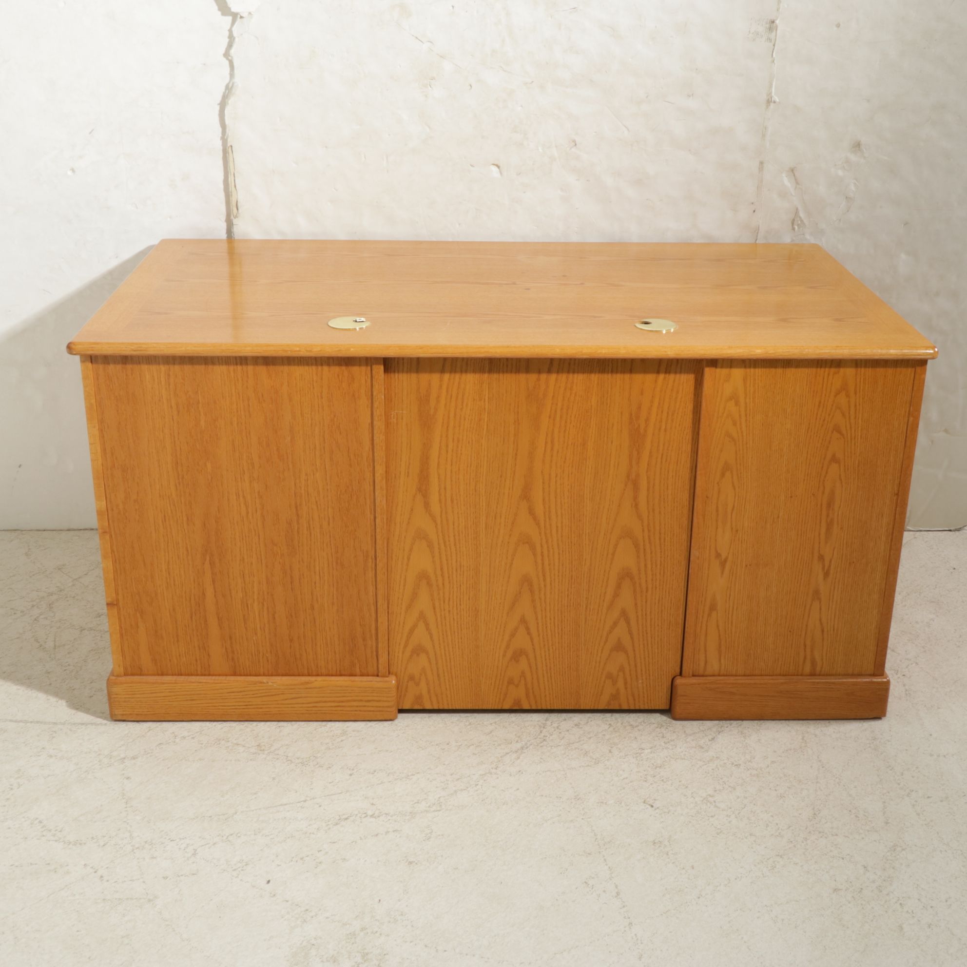 Winner's Only Oak Executive Desk, Office Chair, and File Cabinet, 21st Century