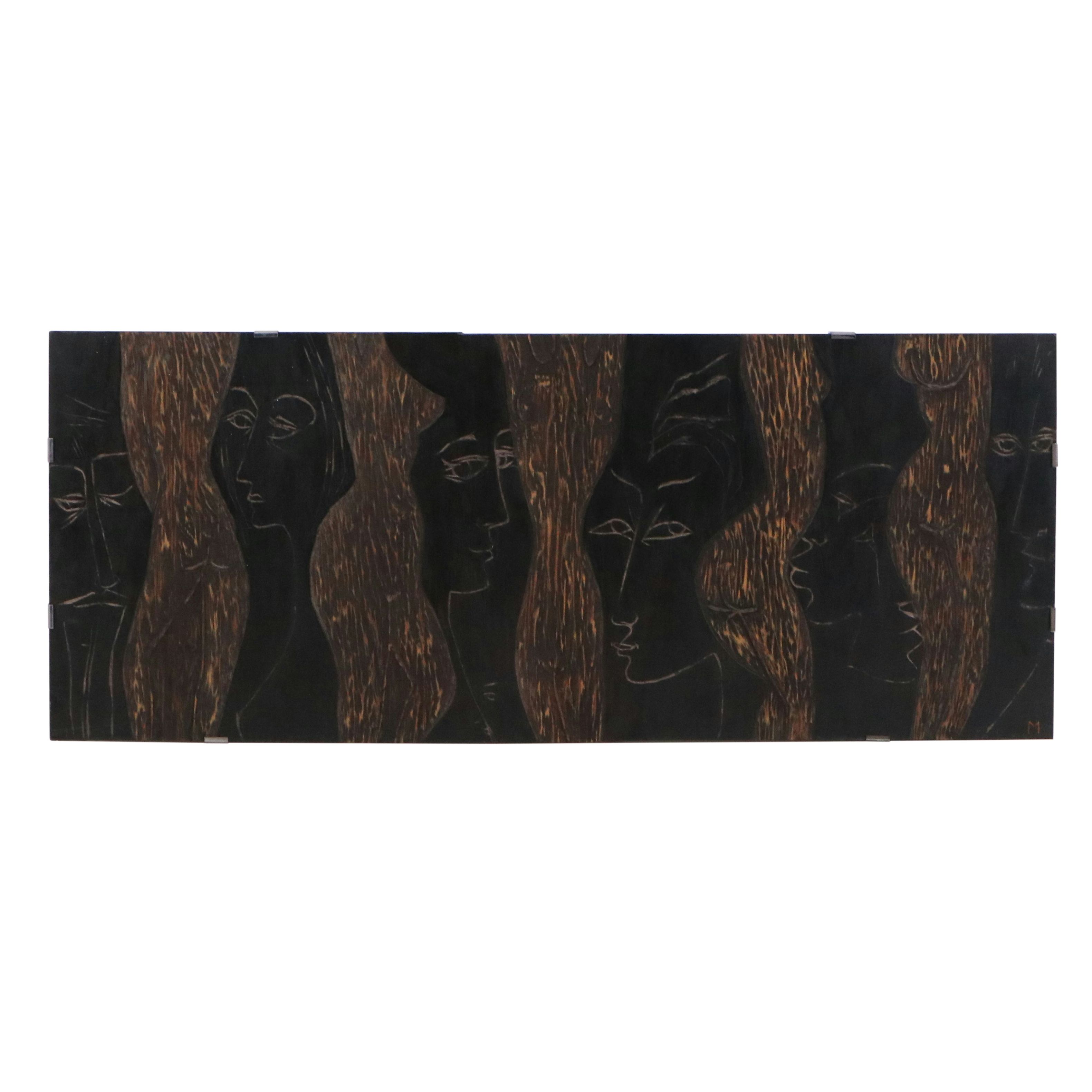 Elizabeth Monath Carved Wood Plaque "Intervals," Circa 1970