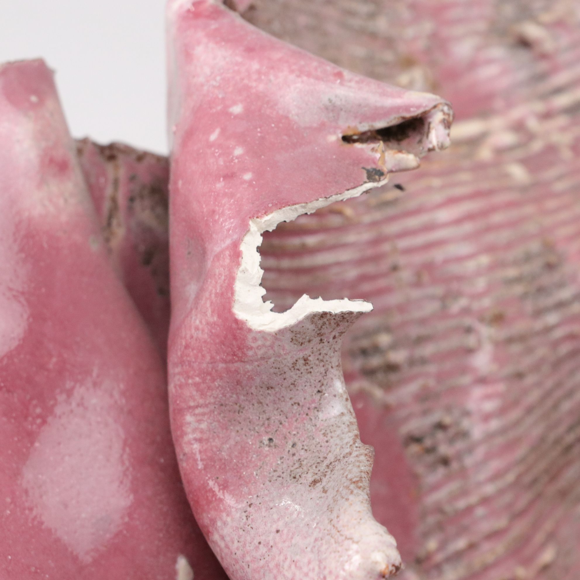 Handcrafted Sculptural Pink Flower and Turquoise Ceramic Bowls