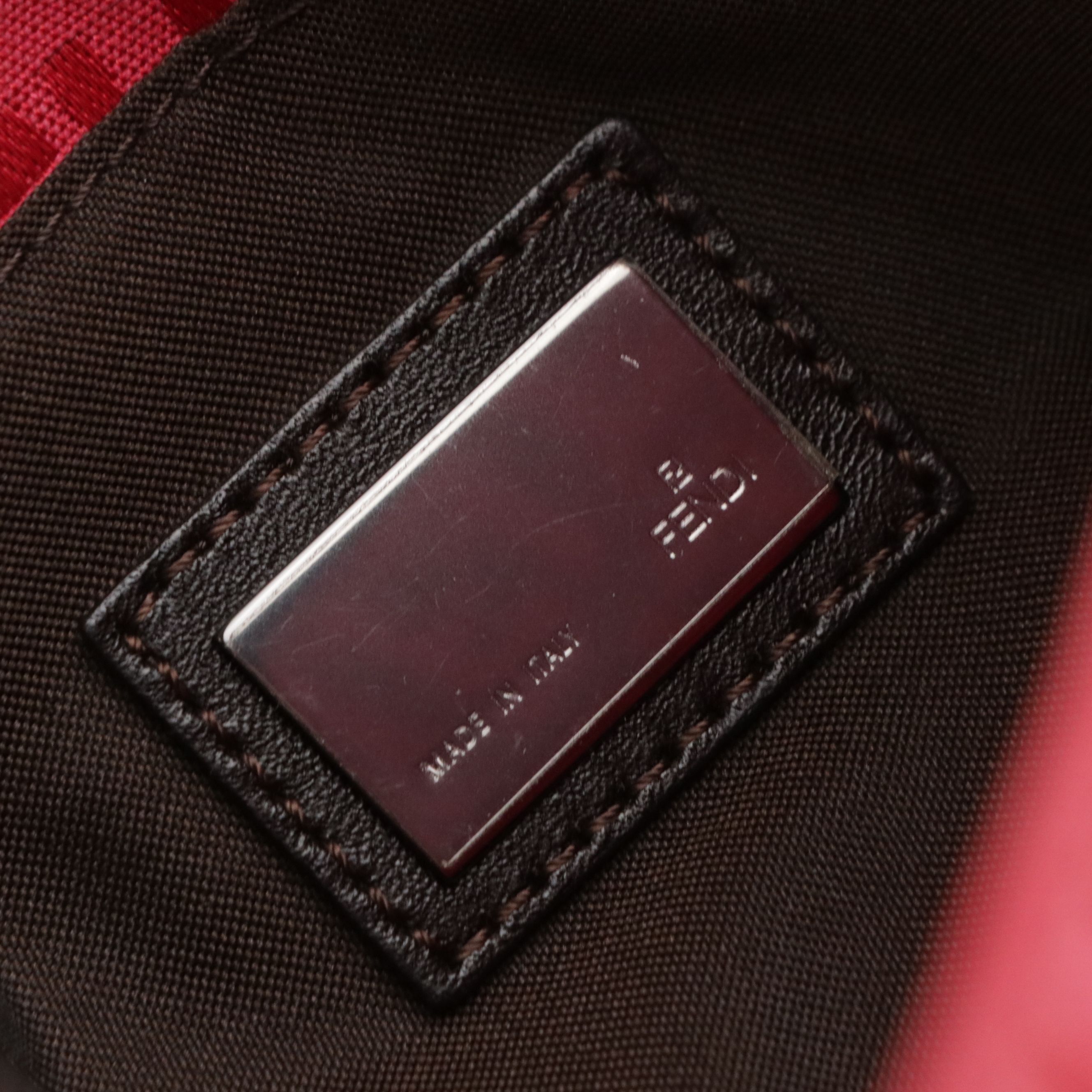 Fendi Small Tote Bag in Raspberry Pink Zucchino Nylon and Brown Leather Trim