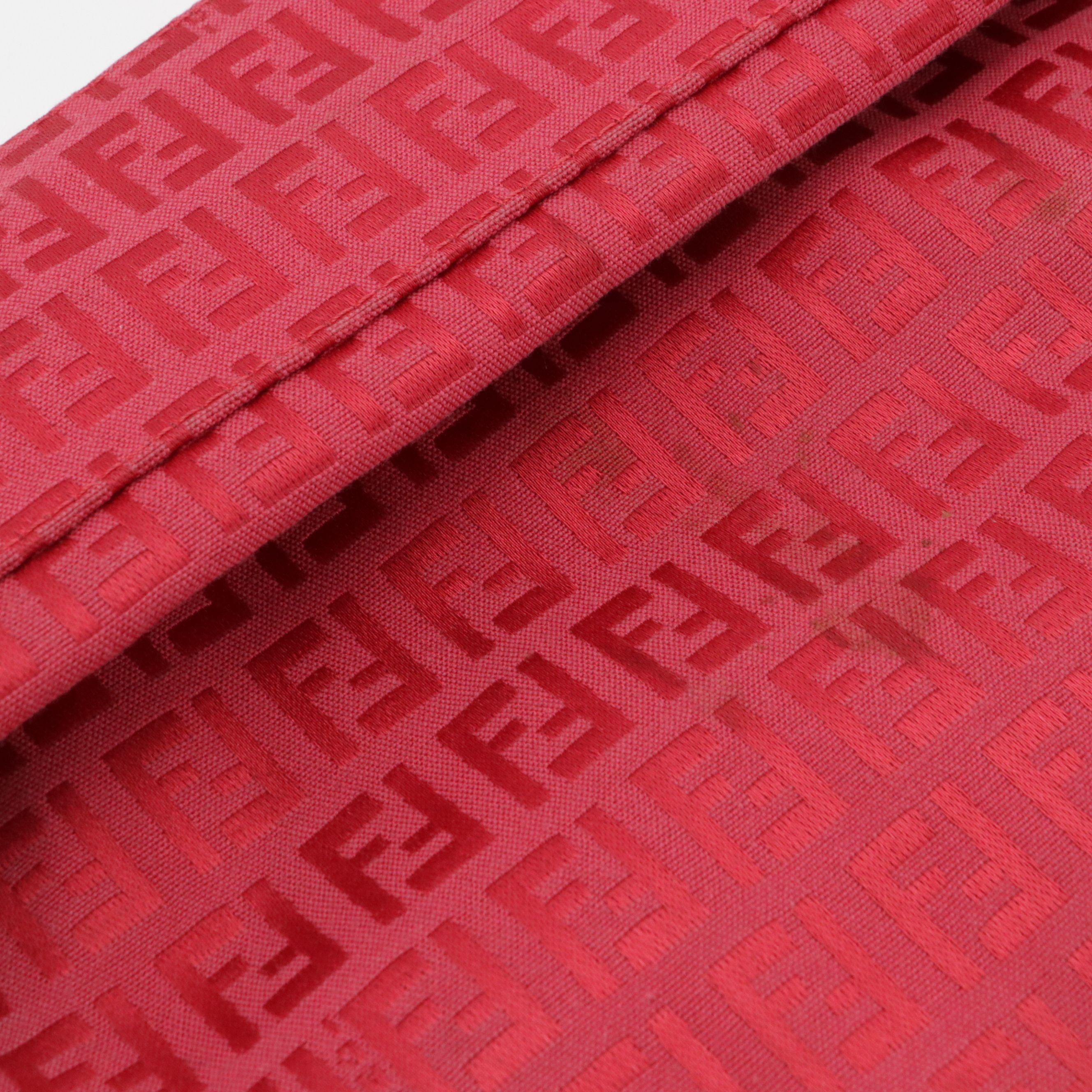 Fendi Small Tote Bag in Raspberry Pink Zucchino Nylon and Brown Leather Trim