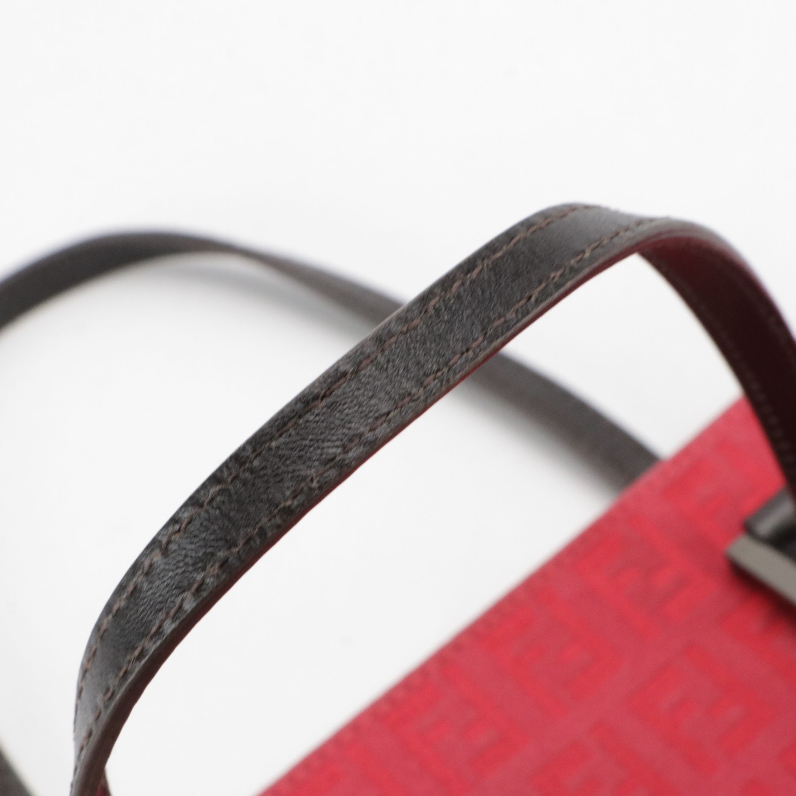 Fendi Small Tote Bag in Raspberry Pink Zucchino Nylon and Brown Leather Trim