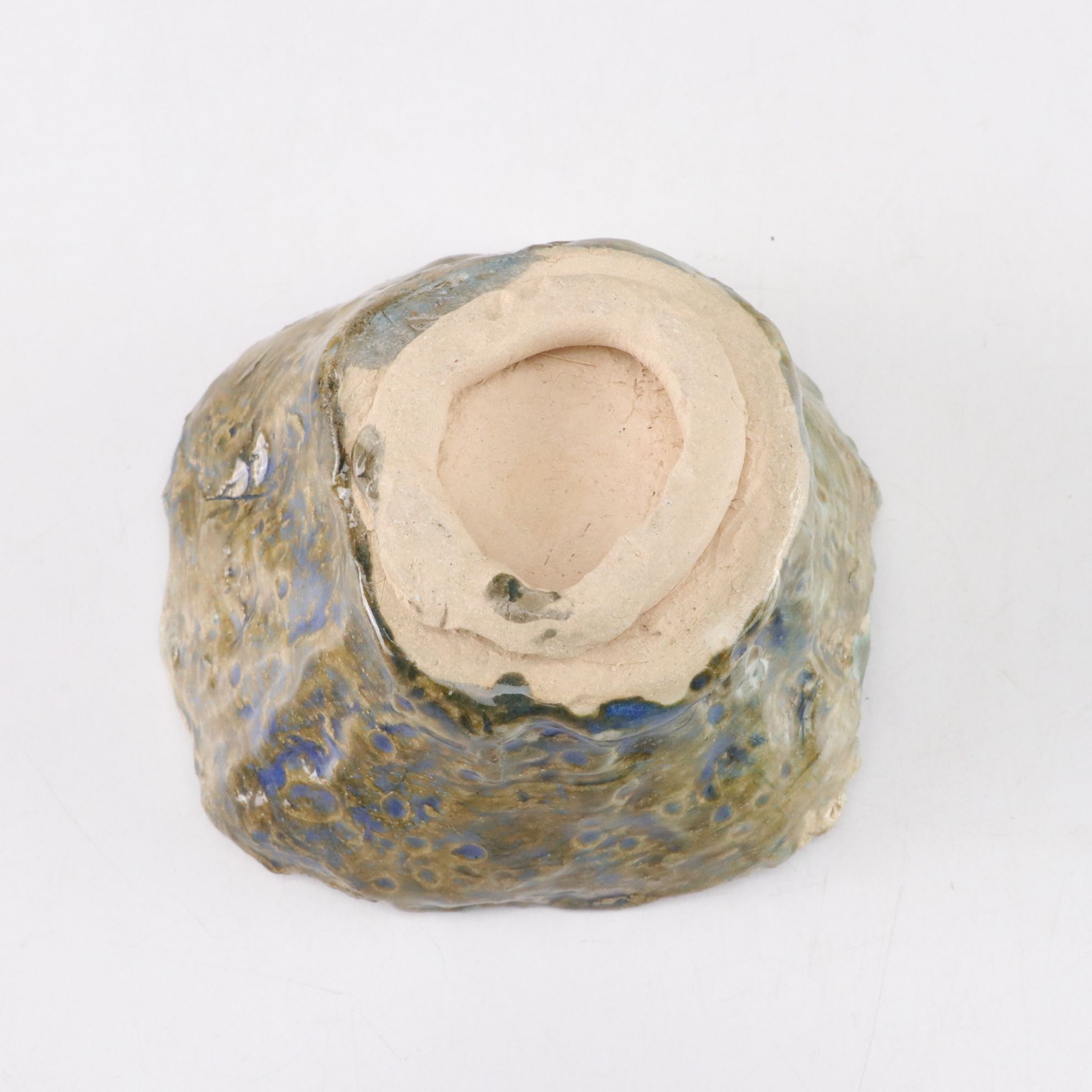 Handcrafted Sculptural Pink Flower and Turquoise Ceramic Bowls