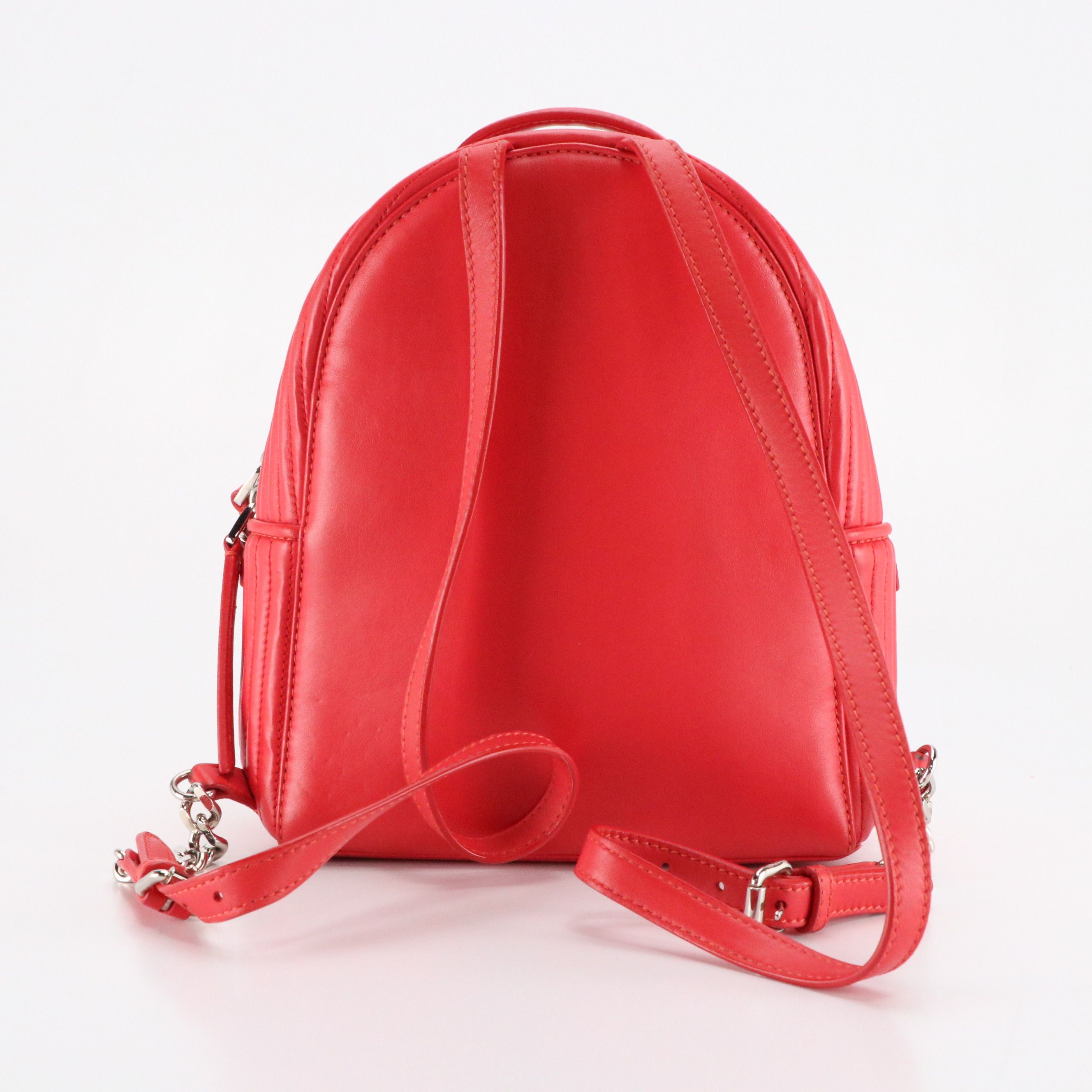 Fendi Mini Dot Com Backpack in Red Quilted Leather