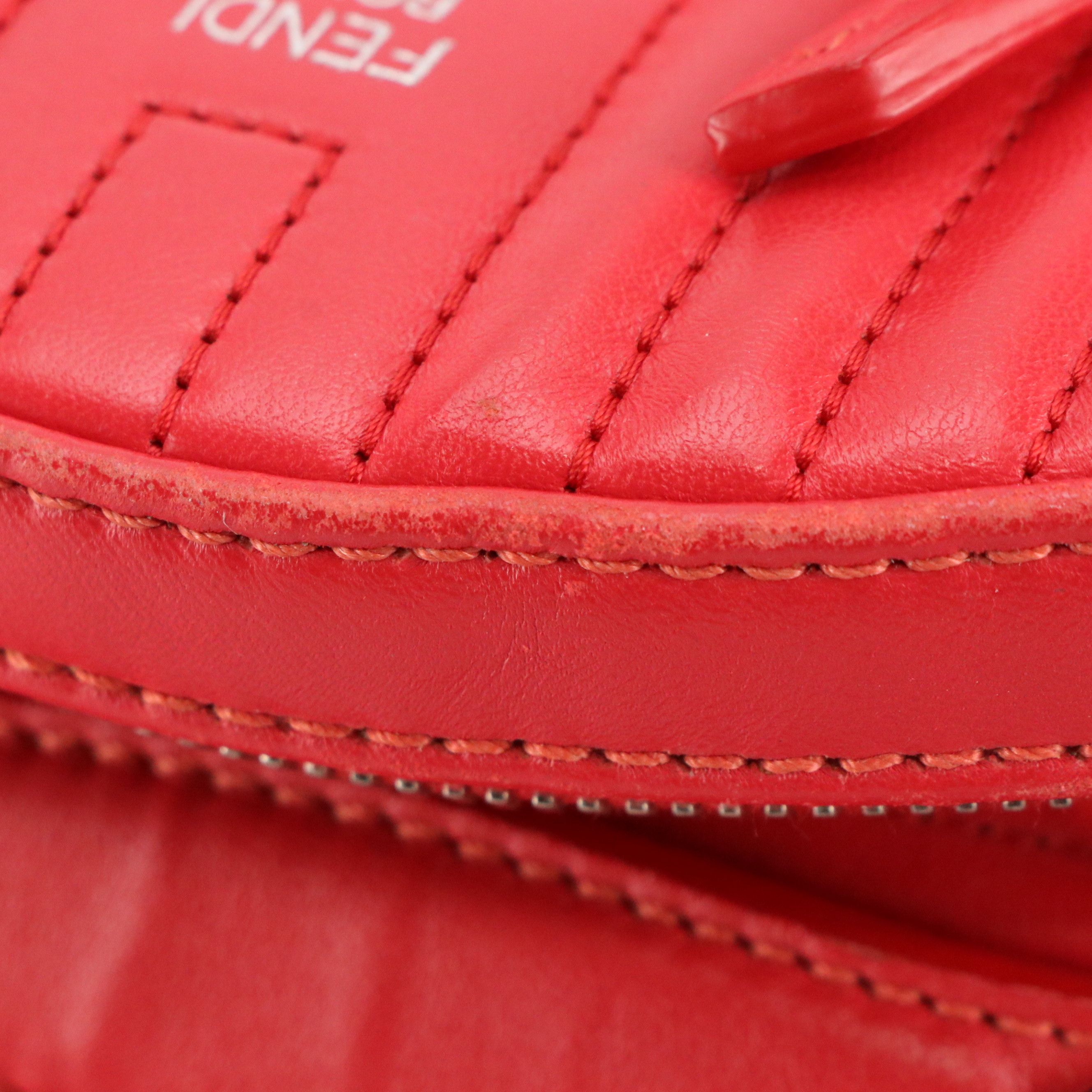 Fendi Mini Dot Com Backpack in Red Quilted Leather