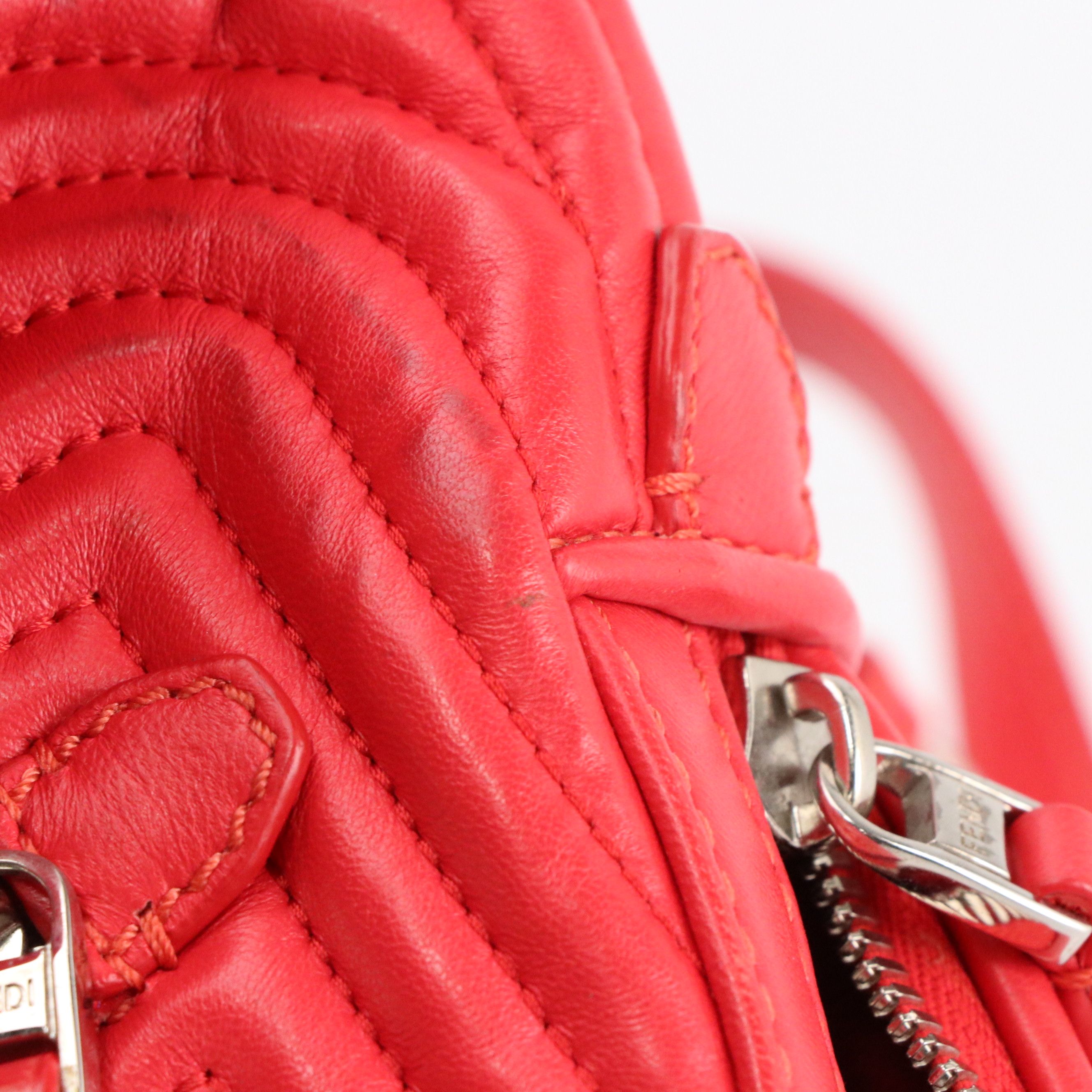 Fendi Mini Dot Com Backpack in Red Quilted Leather