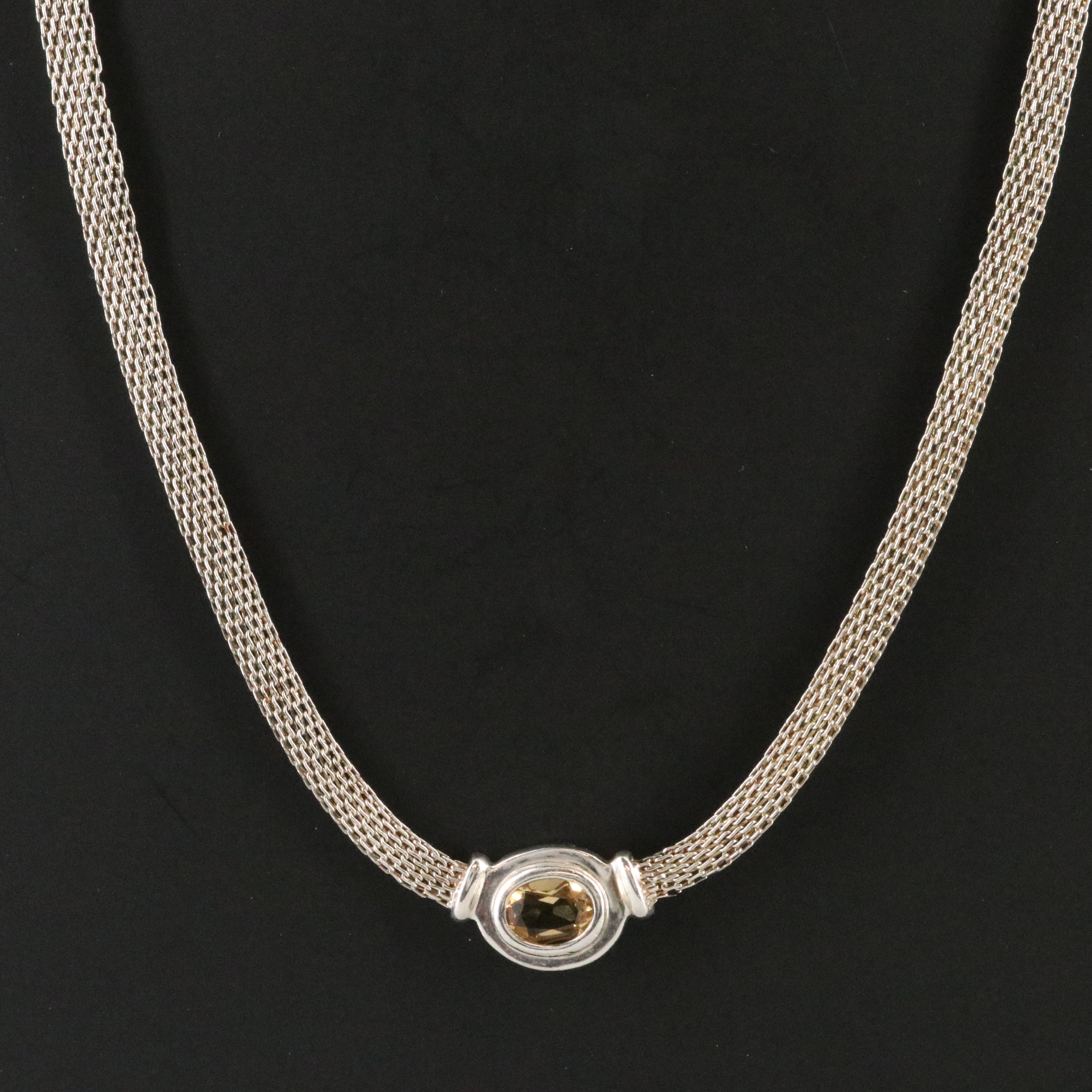 Italian Sterling Citrine Necklace