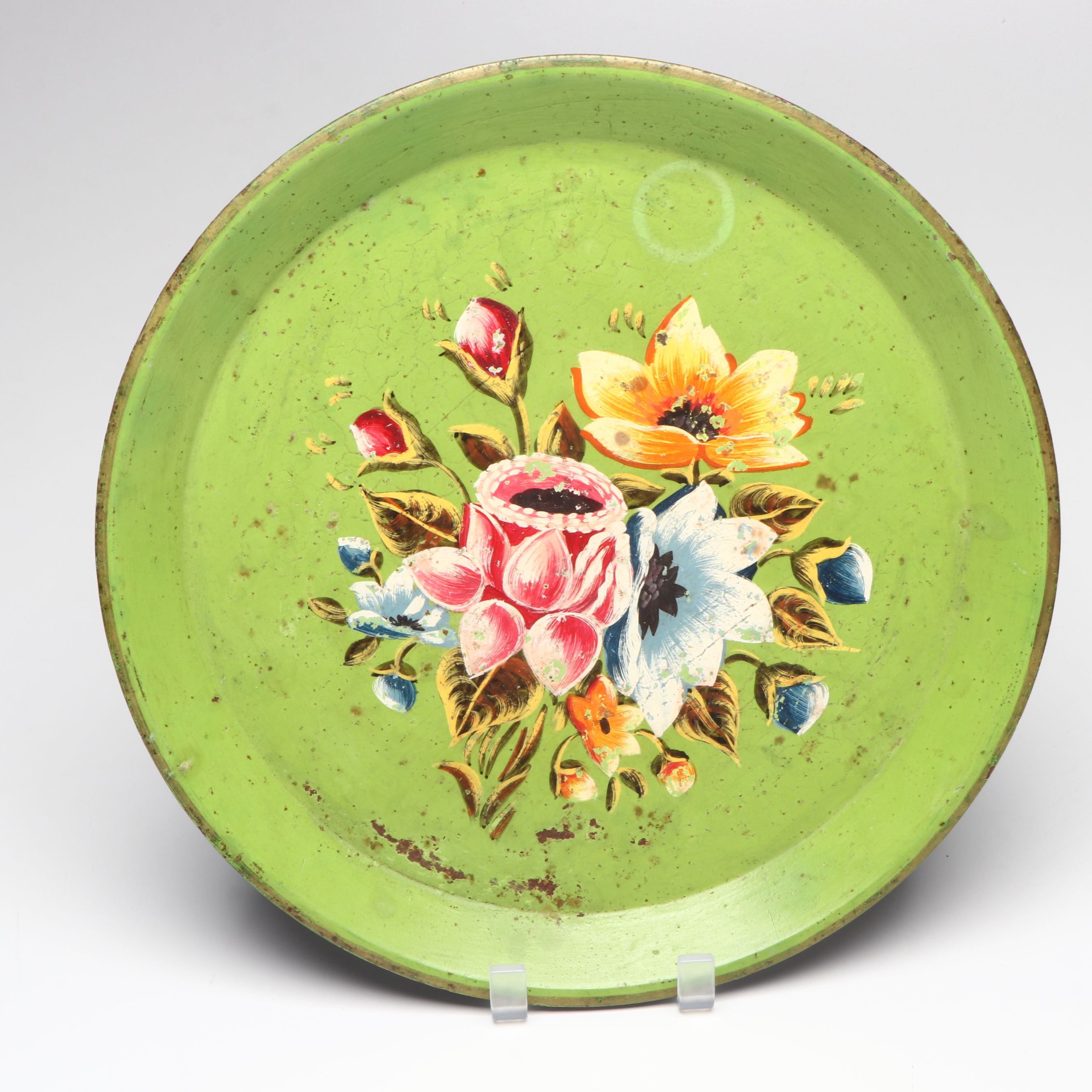 Wheel Thrown Ceramic Vases with Canisters and Hand-Painted Toleware Trays