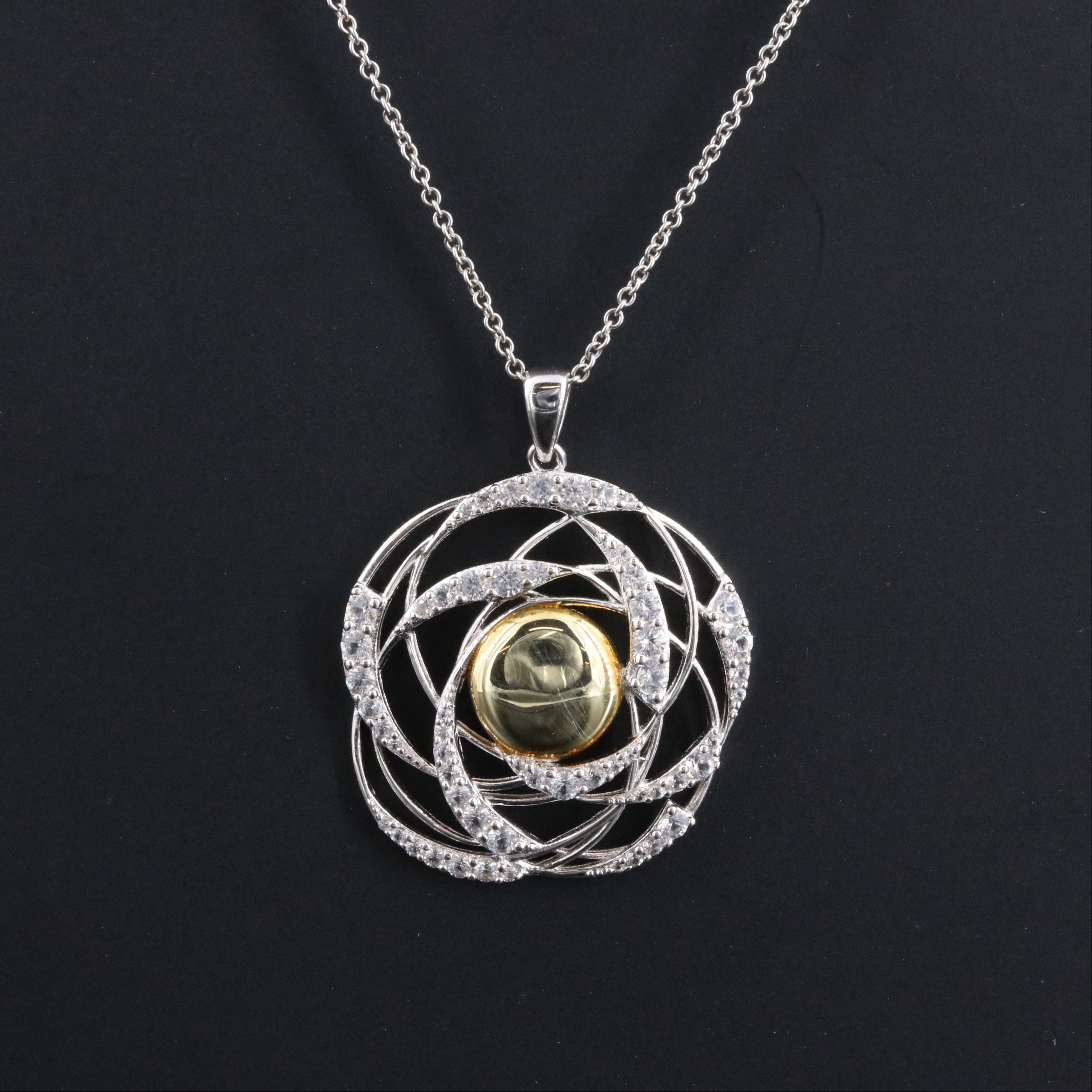Sterling White Sapphire Orbit Pendant Necklace
