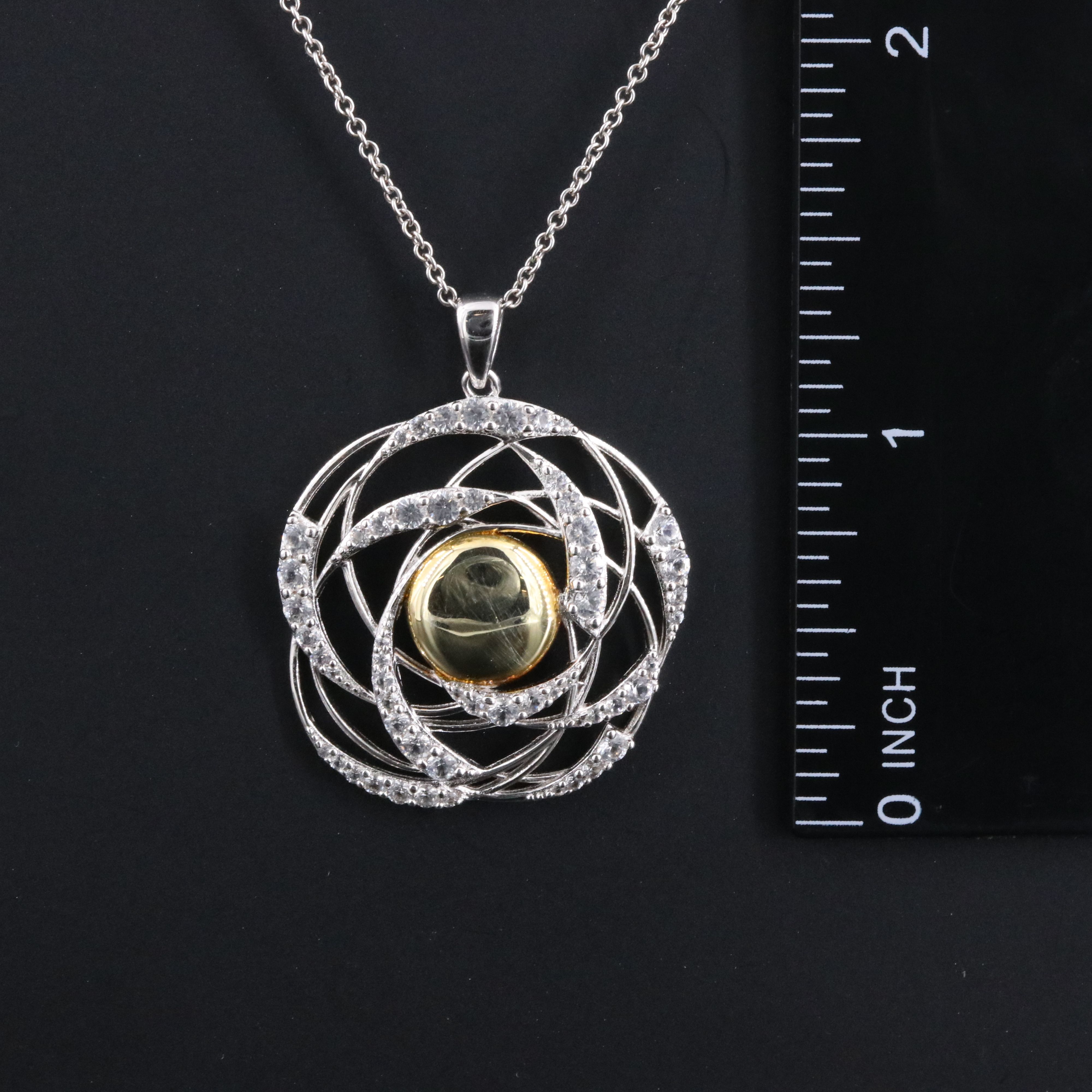 Sterling White Sapphire Orbit Pendant Necklace