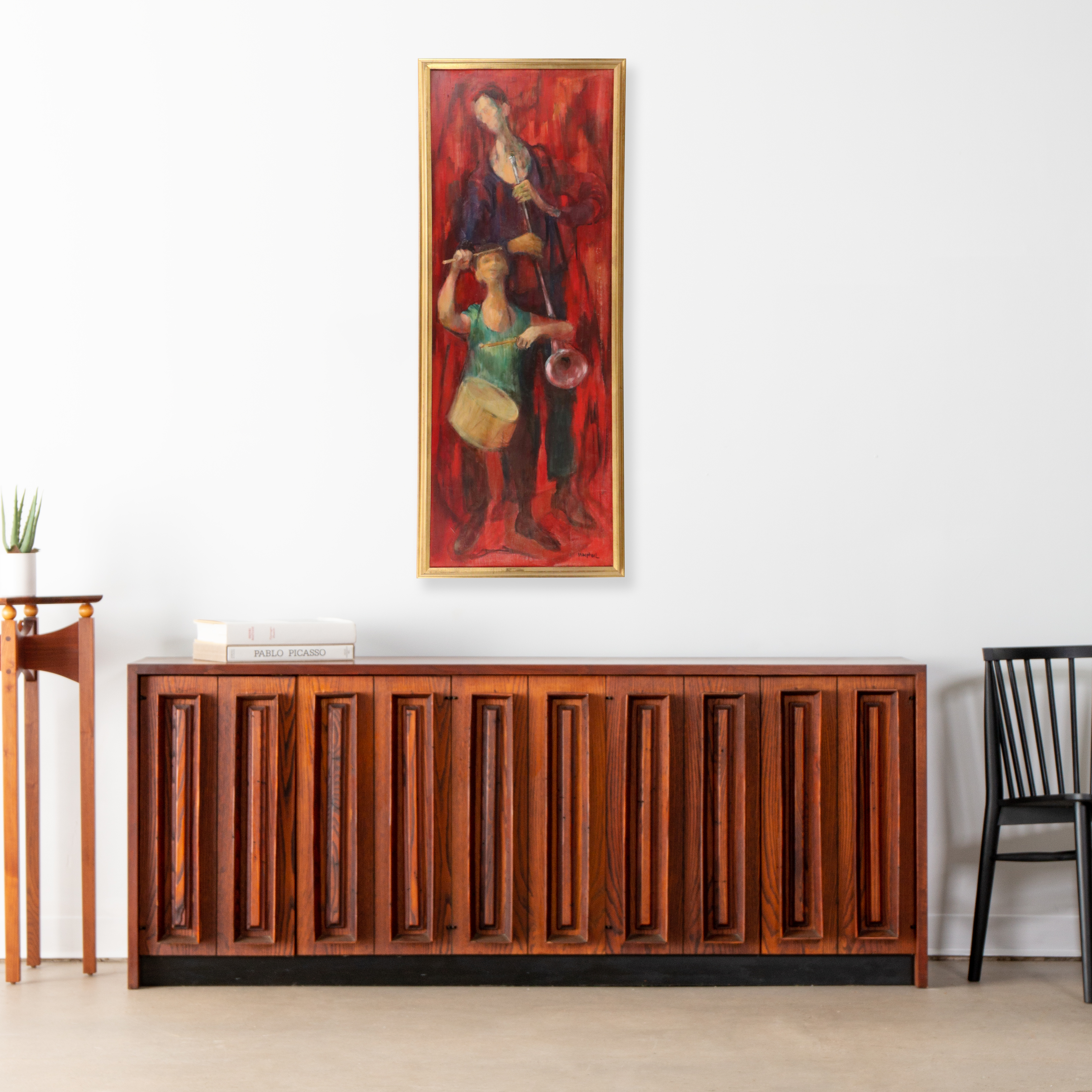 Modernist Figurative Oil Painting of Two Musicians