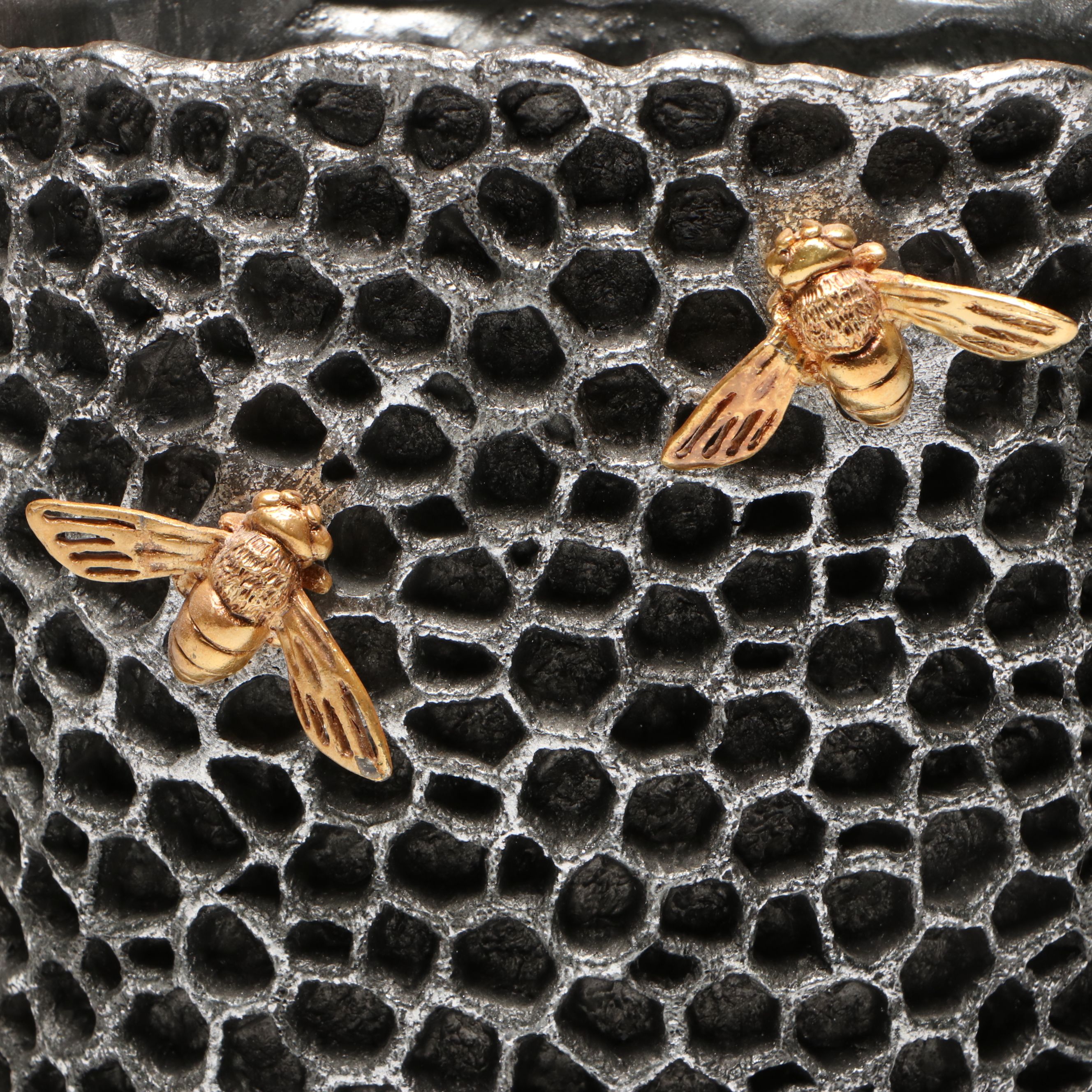 Contemporary Gold Finished Leaf Figurines with Apples and Beehive Vase