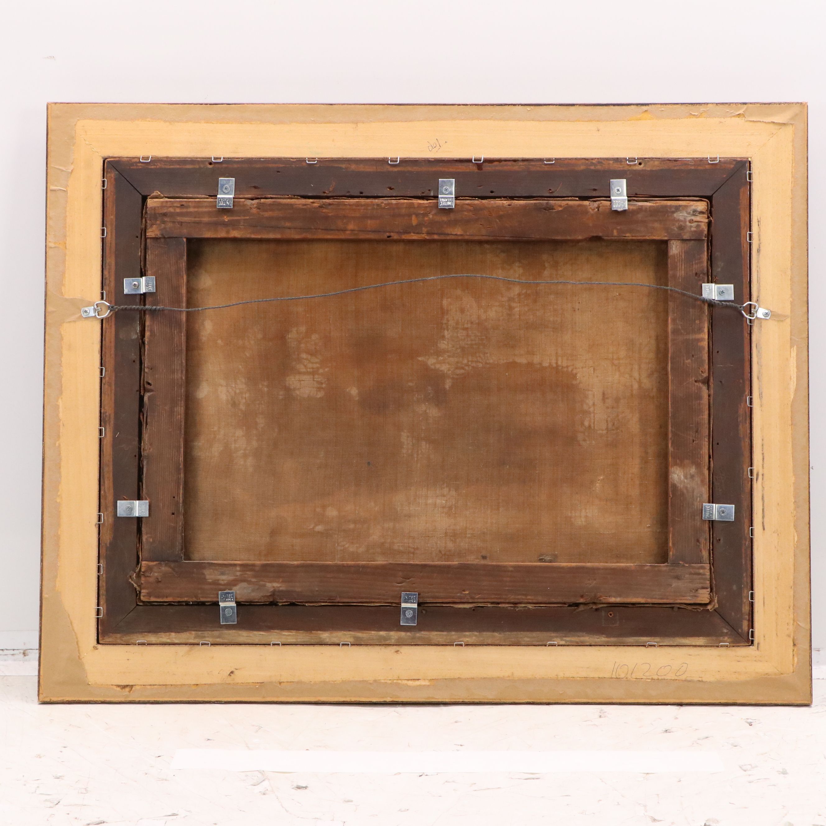 Continental School Nocturne Landscape Oil Painting of Trees and Stream, 19th C.