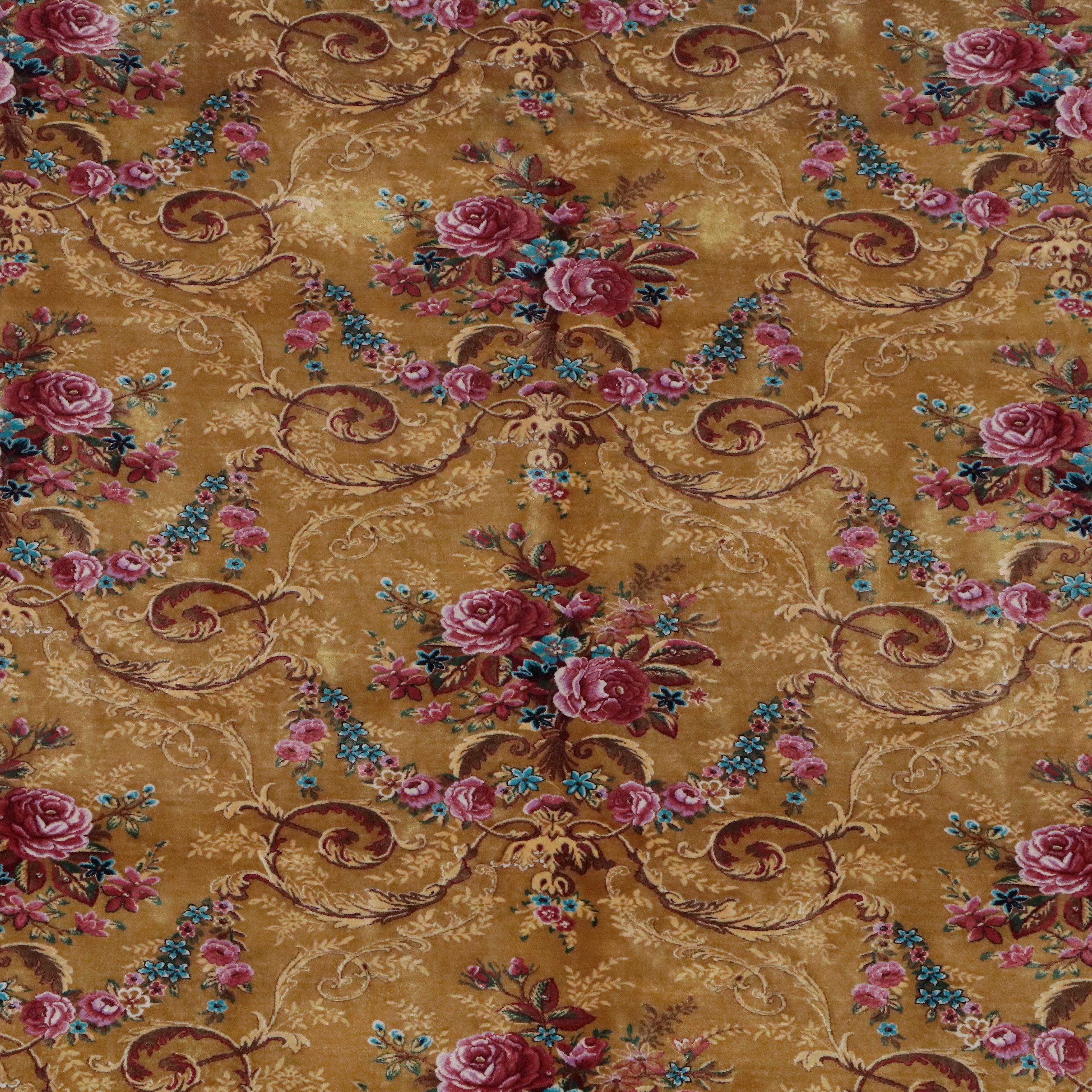 6'6 x 10'5 Machine Made Turkish Tabriz Style Silk Area Rug