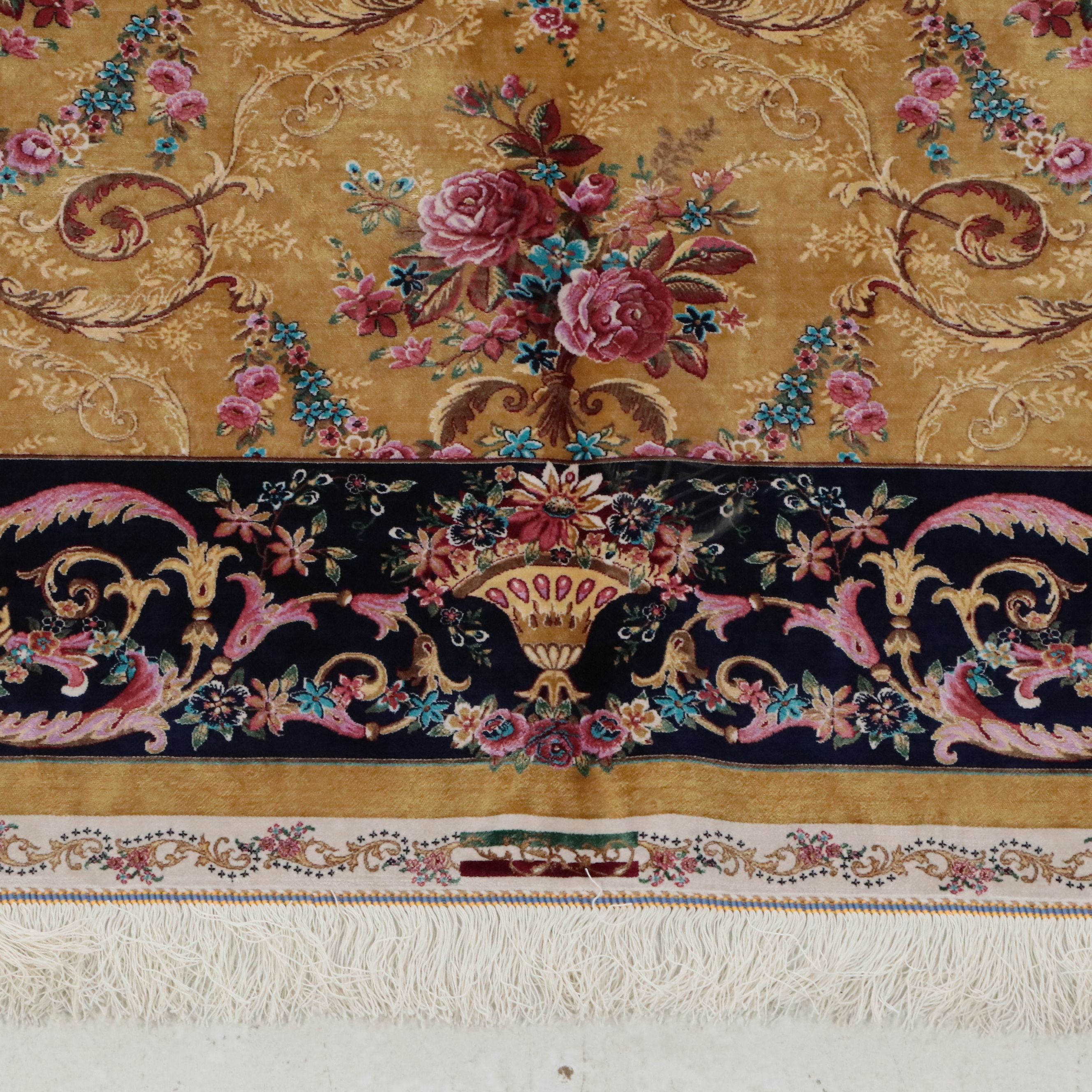 6'6 x 10'5 Machine Made Turkish Tabriz Style Silk Area Rug