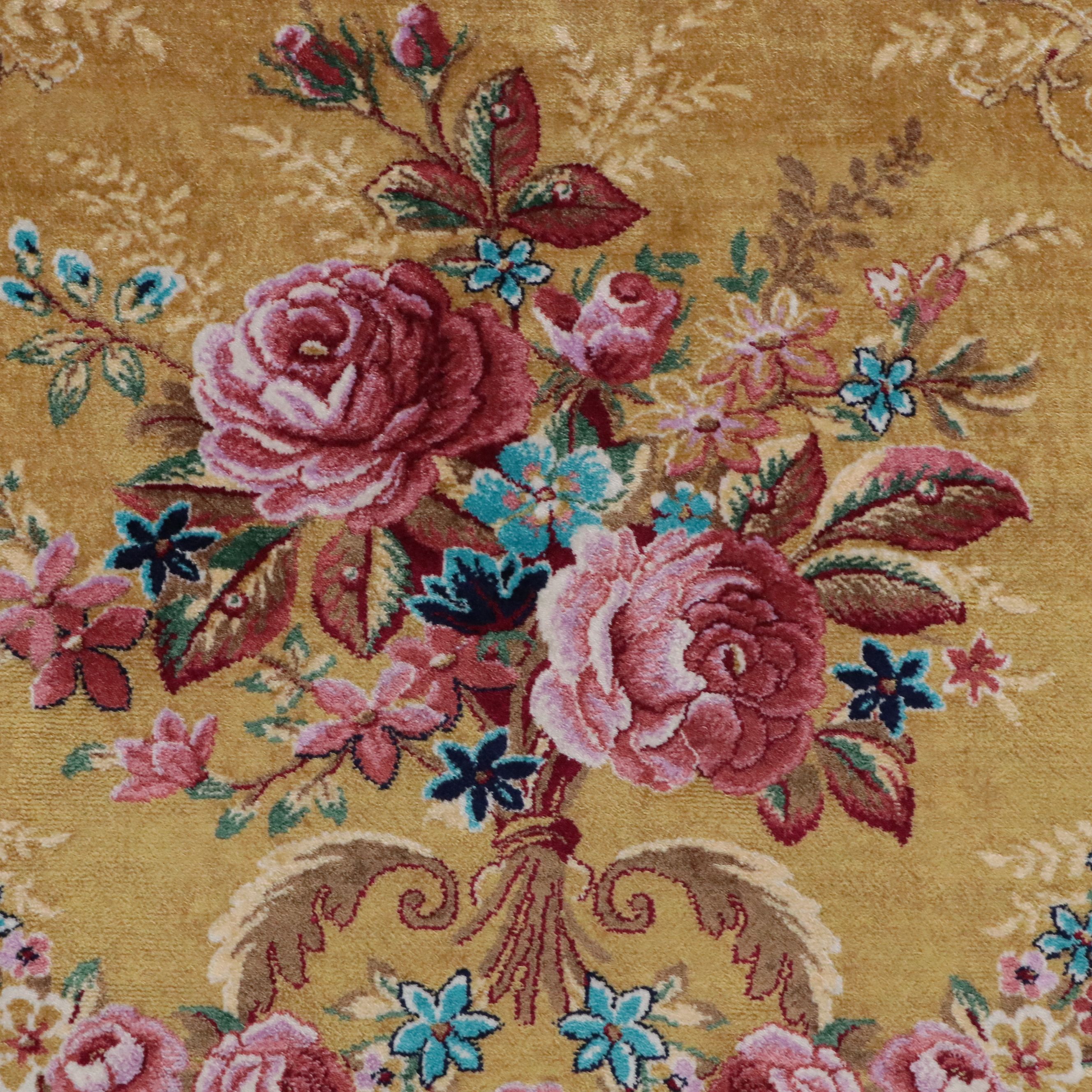 6'6 x 10'5 Machine Made Turkish Tabriz Style Silk Area Rug