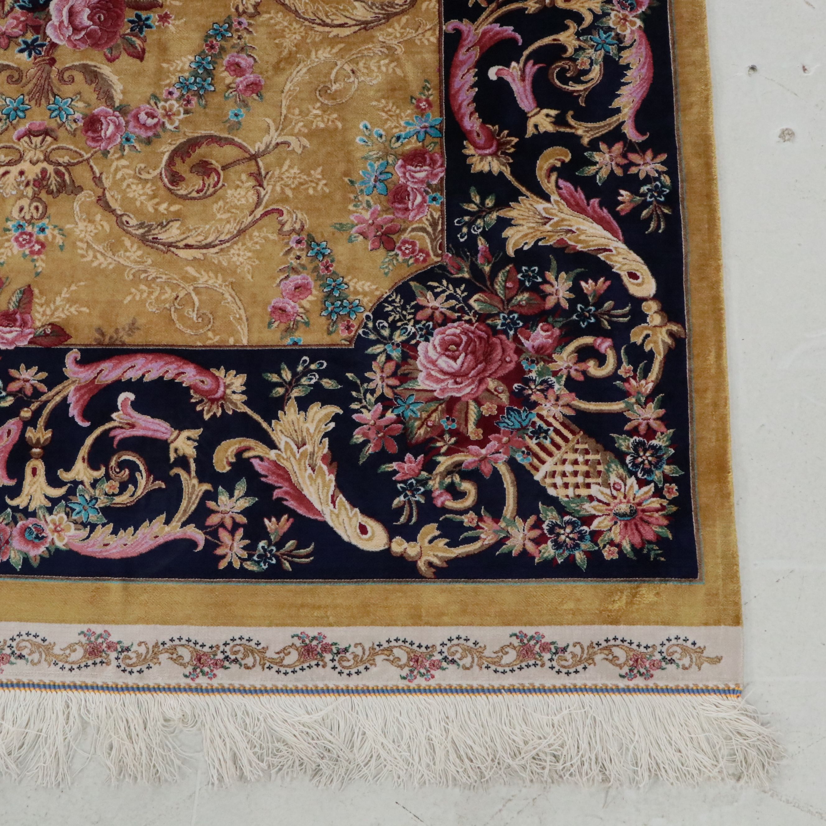 6'6 x 10'5 Machine Made Turkish Tabriz Style Silk Area Rug