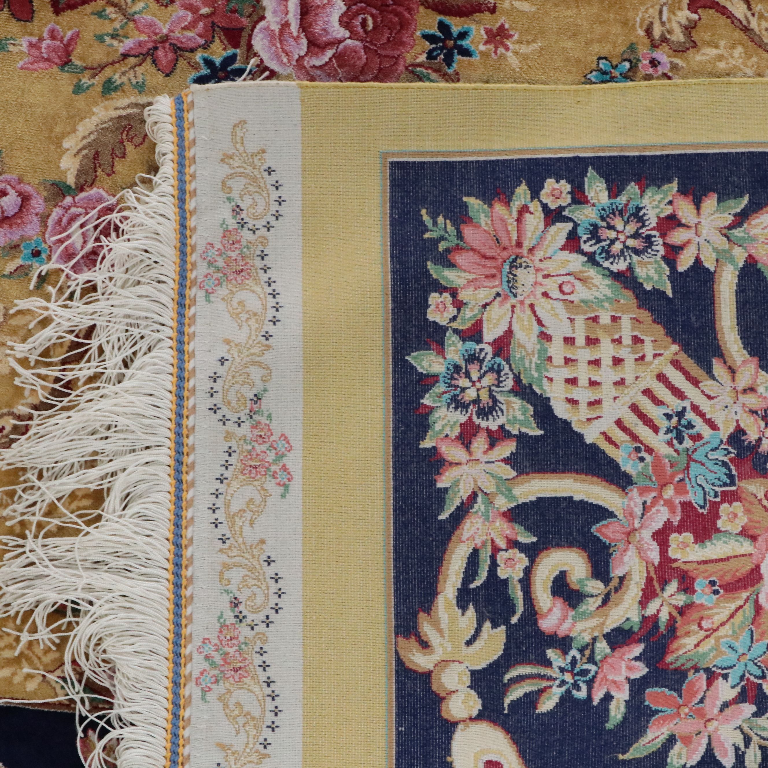 6'6 x 10'5 Machine Made Turkish Tabriz Style Silk Area Rug