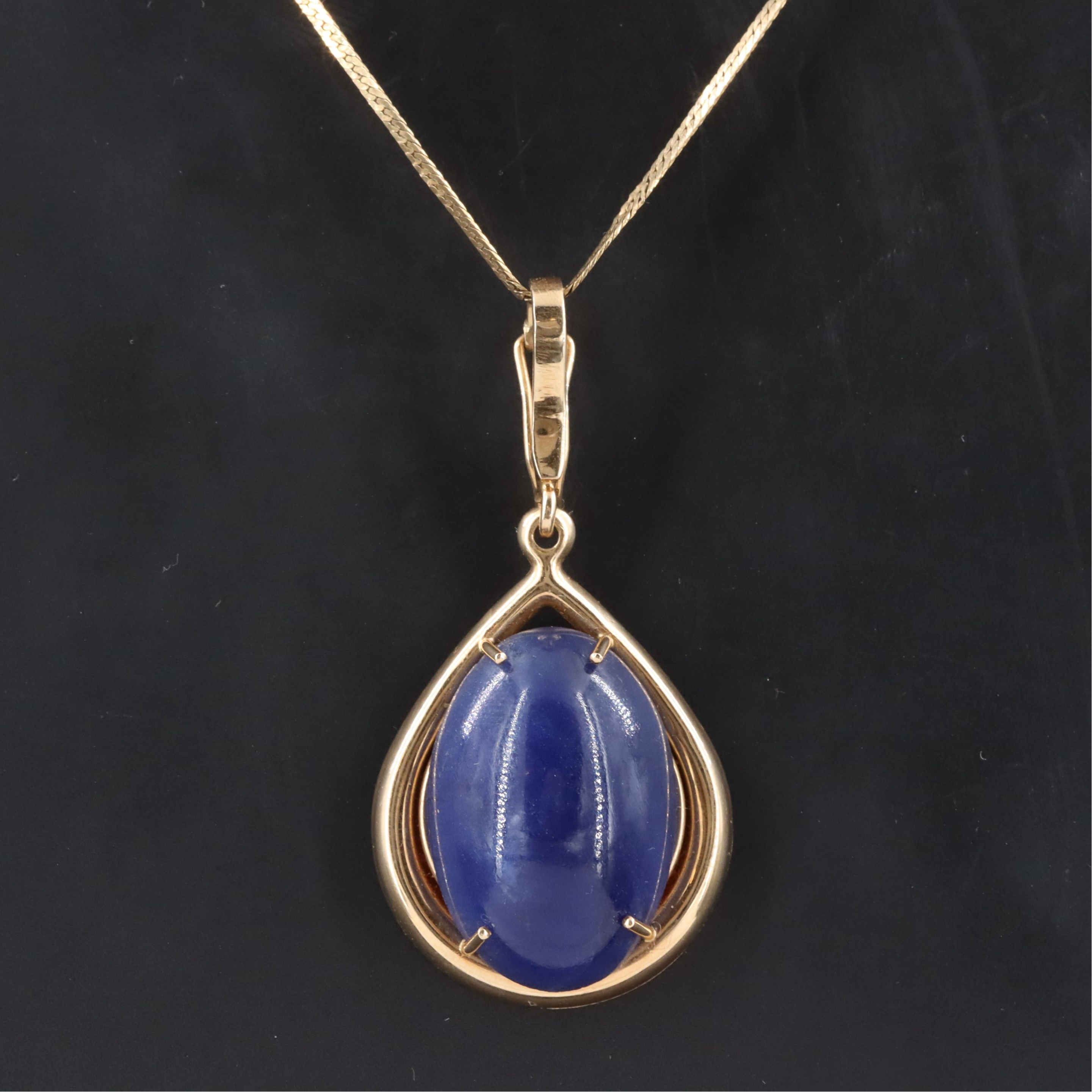 Italian 14K Sodalite Pendant Necklace