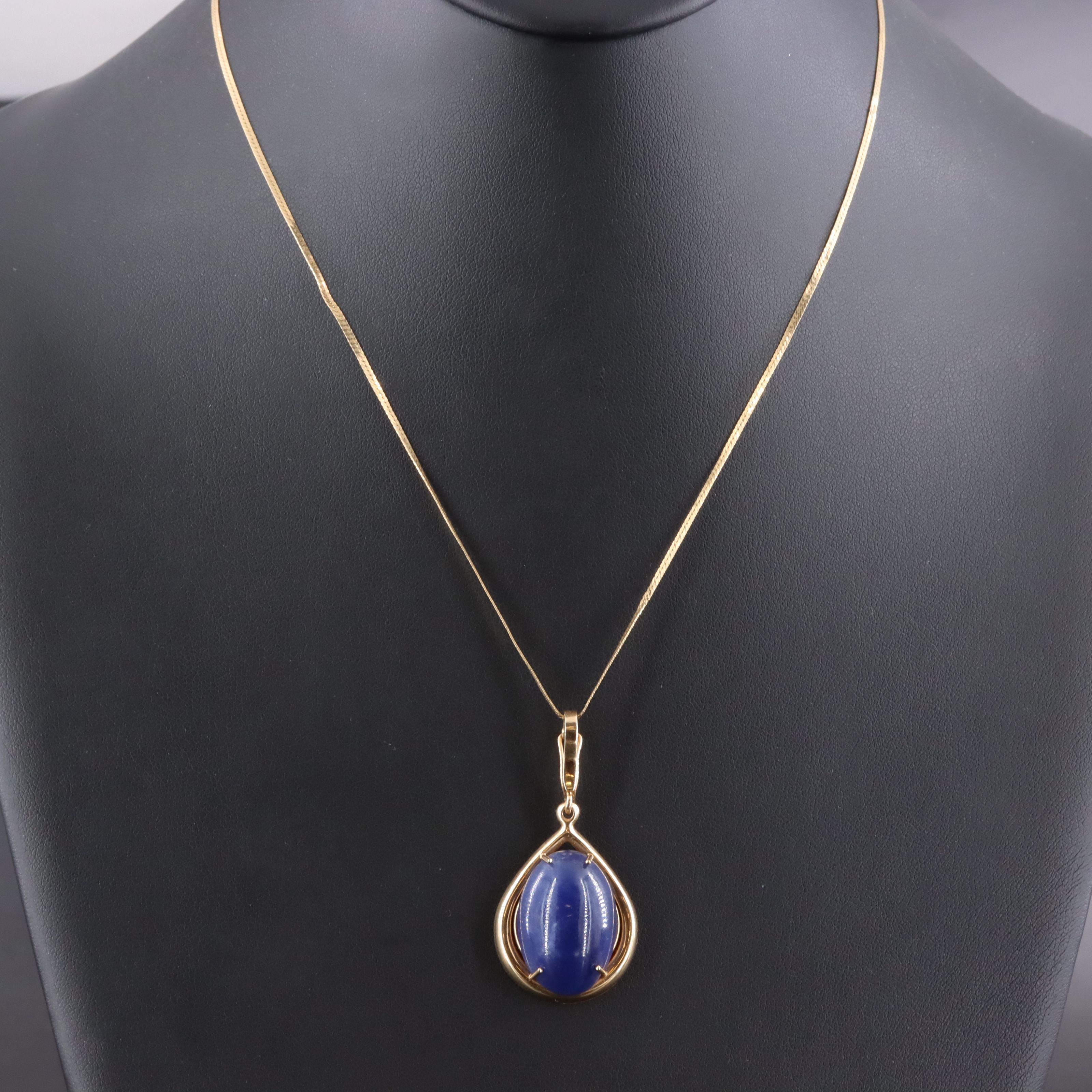 Italian 14K Sodalite Pendant Necklace