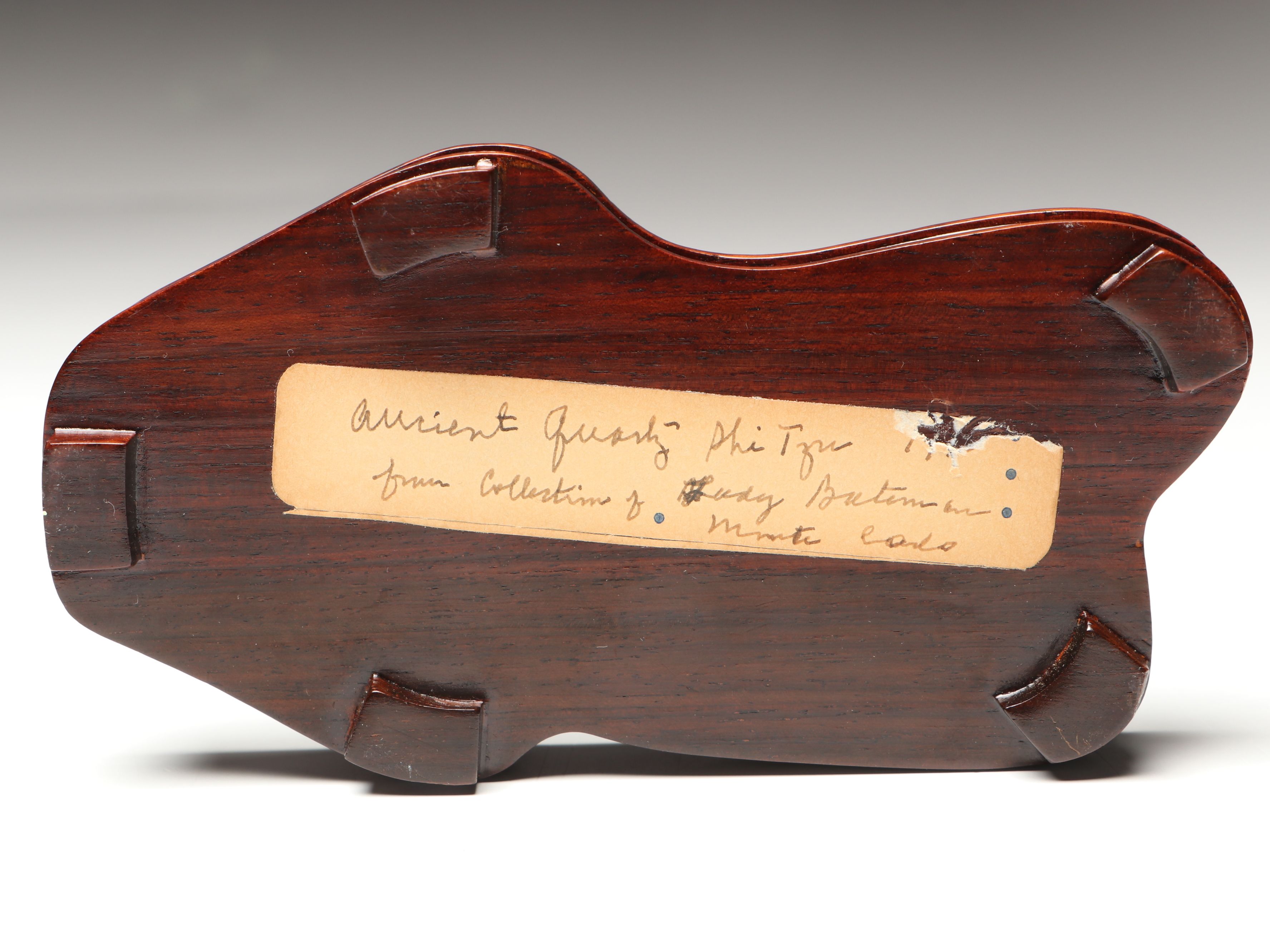 Chinese Guardian Lion Rock Crystal Figure on Wood Base