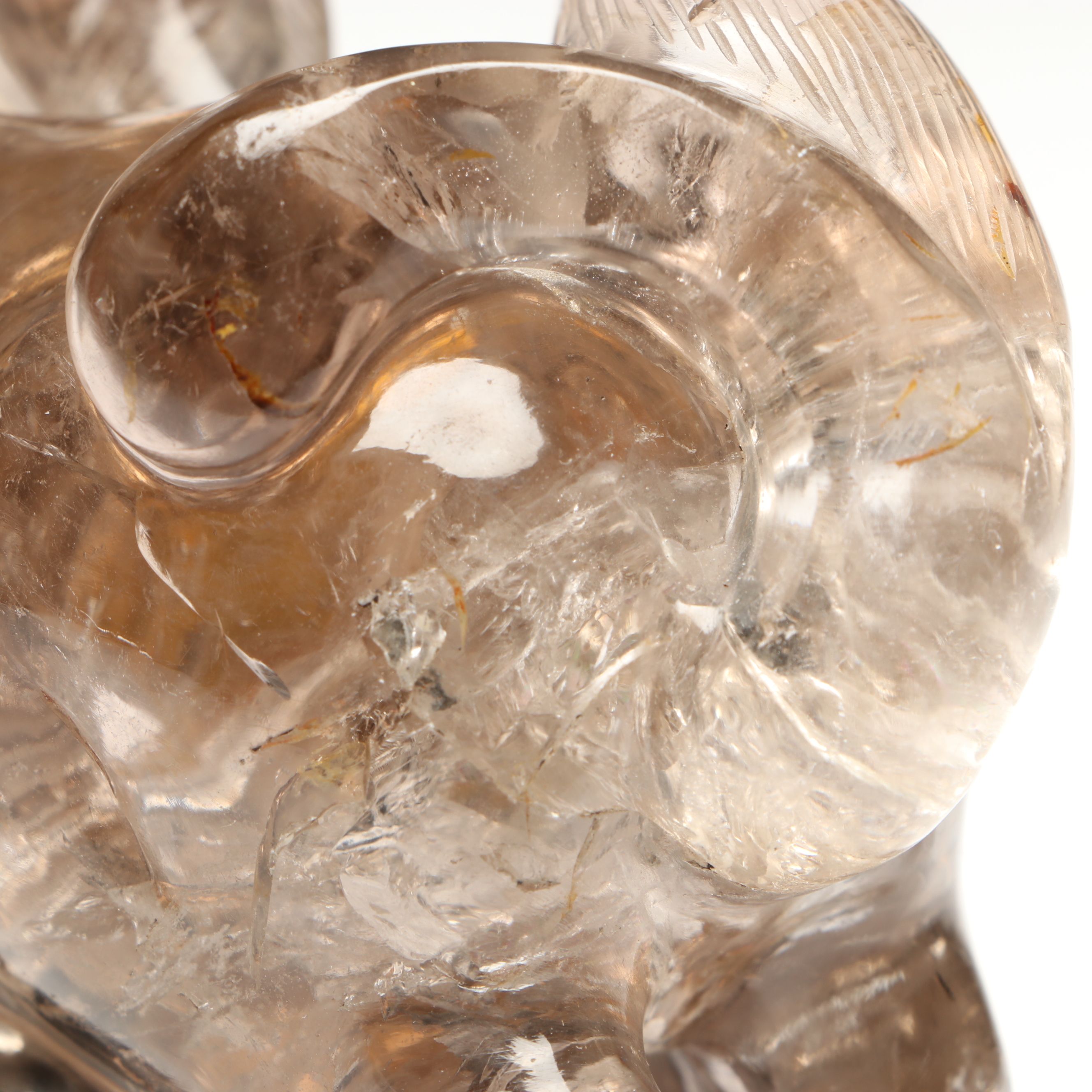 Chinese Guardian Lion Rock Crystal Figure on Wood Base