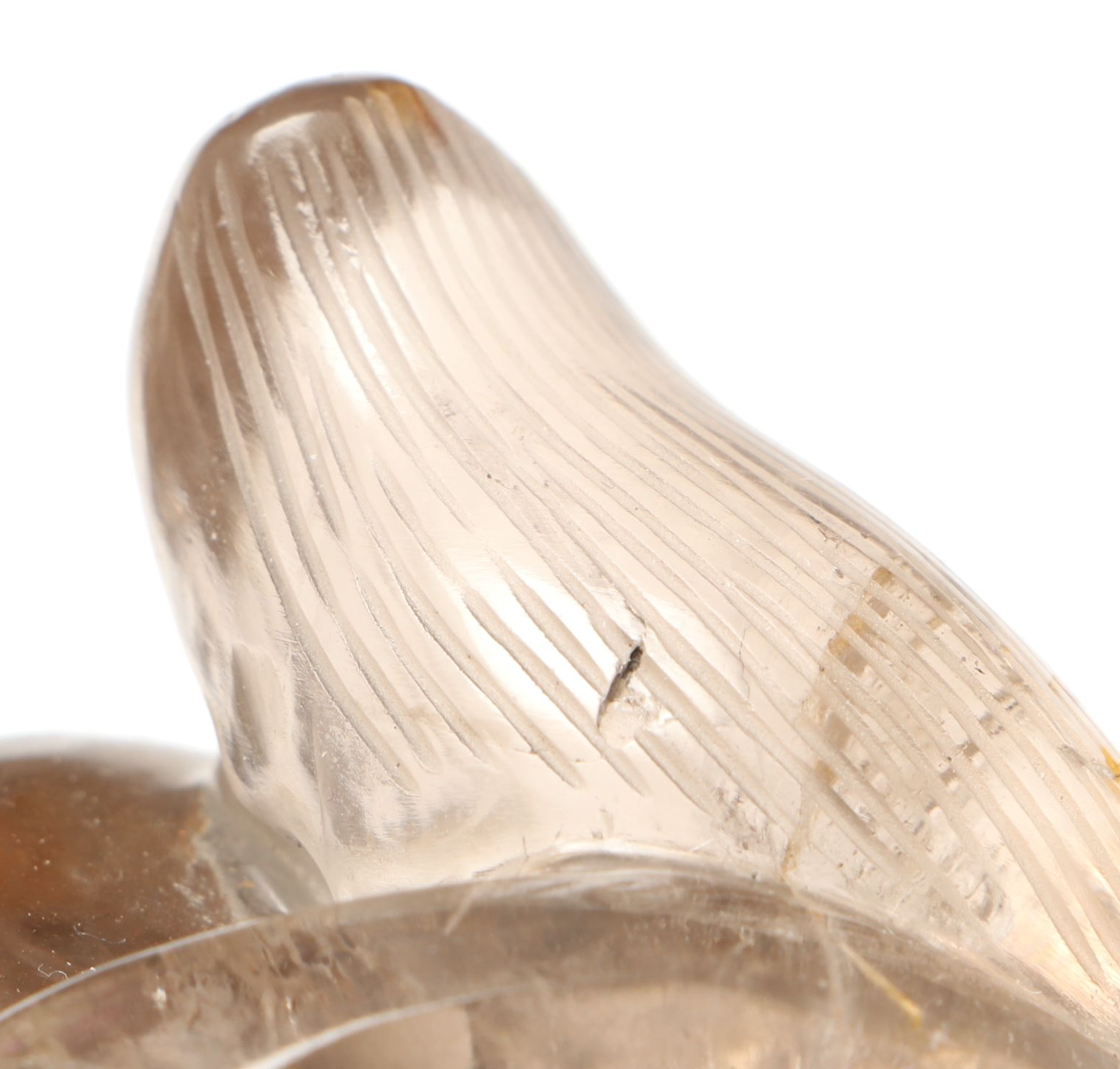 Chinese Guardian Lion Rock Crystal Figure on Wood Base