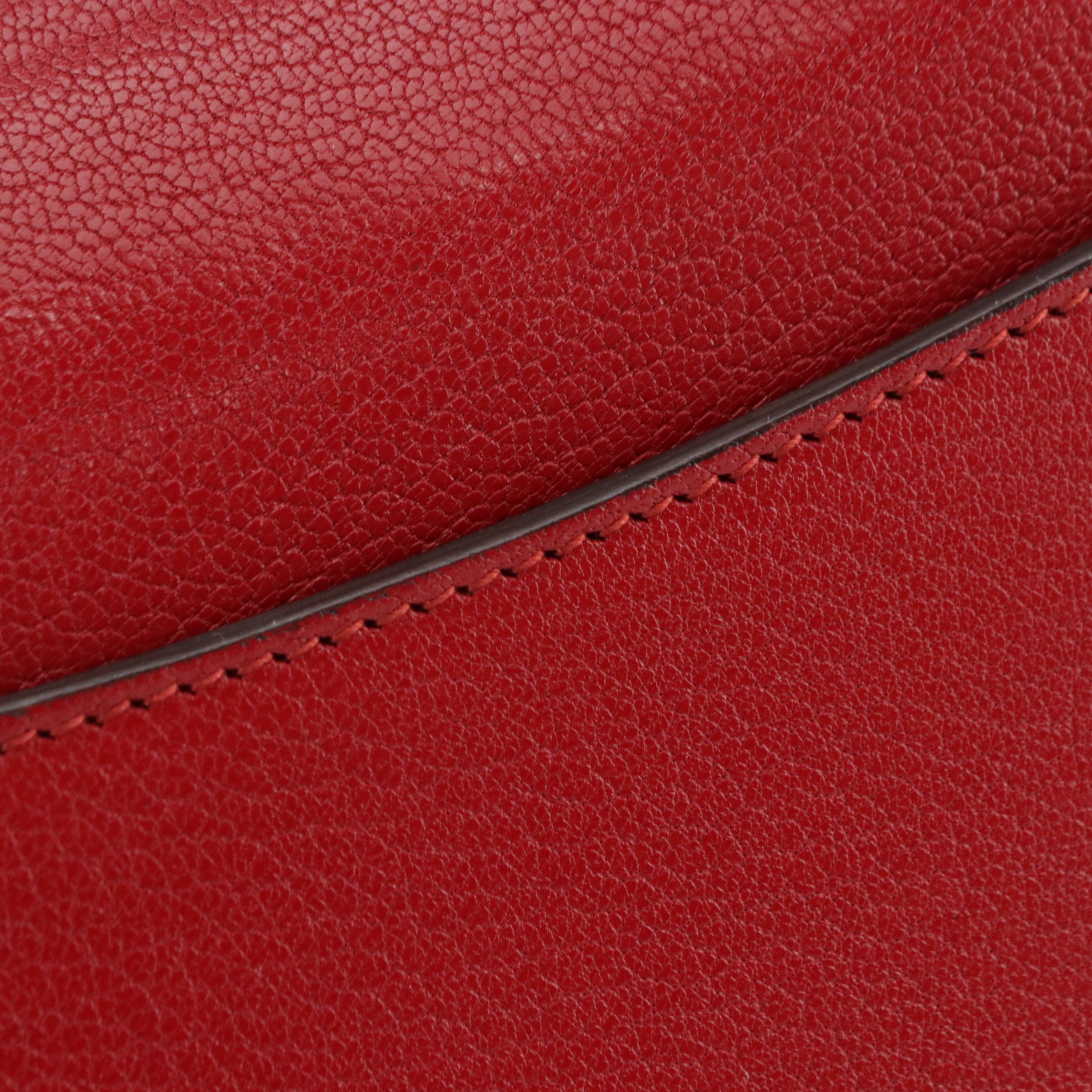 Gucci Top Handle Osiride Shoulder Bag in Red Grained Leather