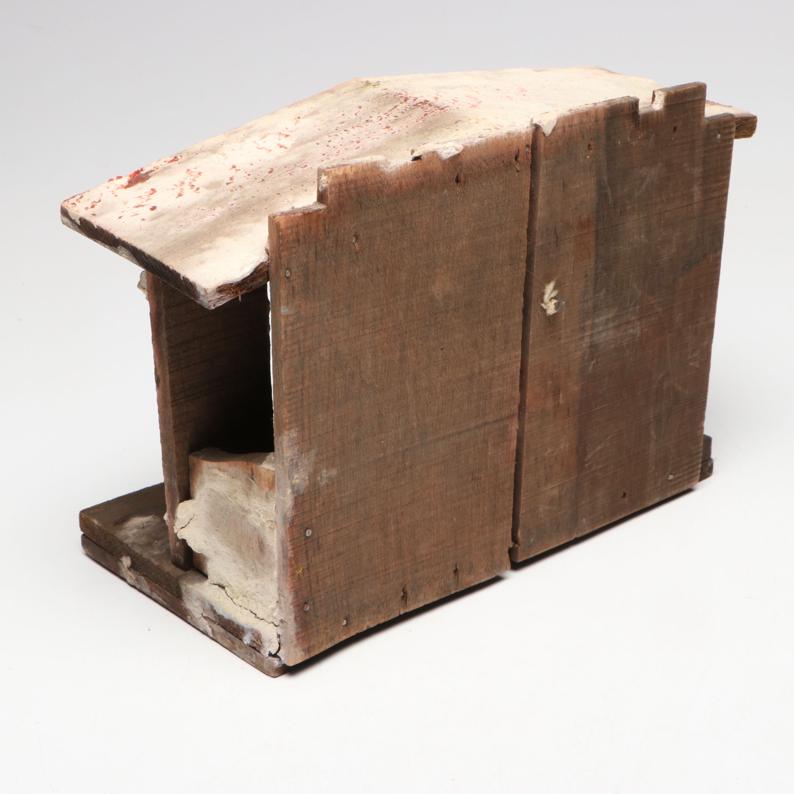 French and Other Nativity Figurines with Barn, Mid-20th Century