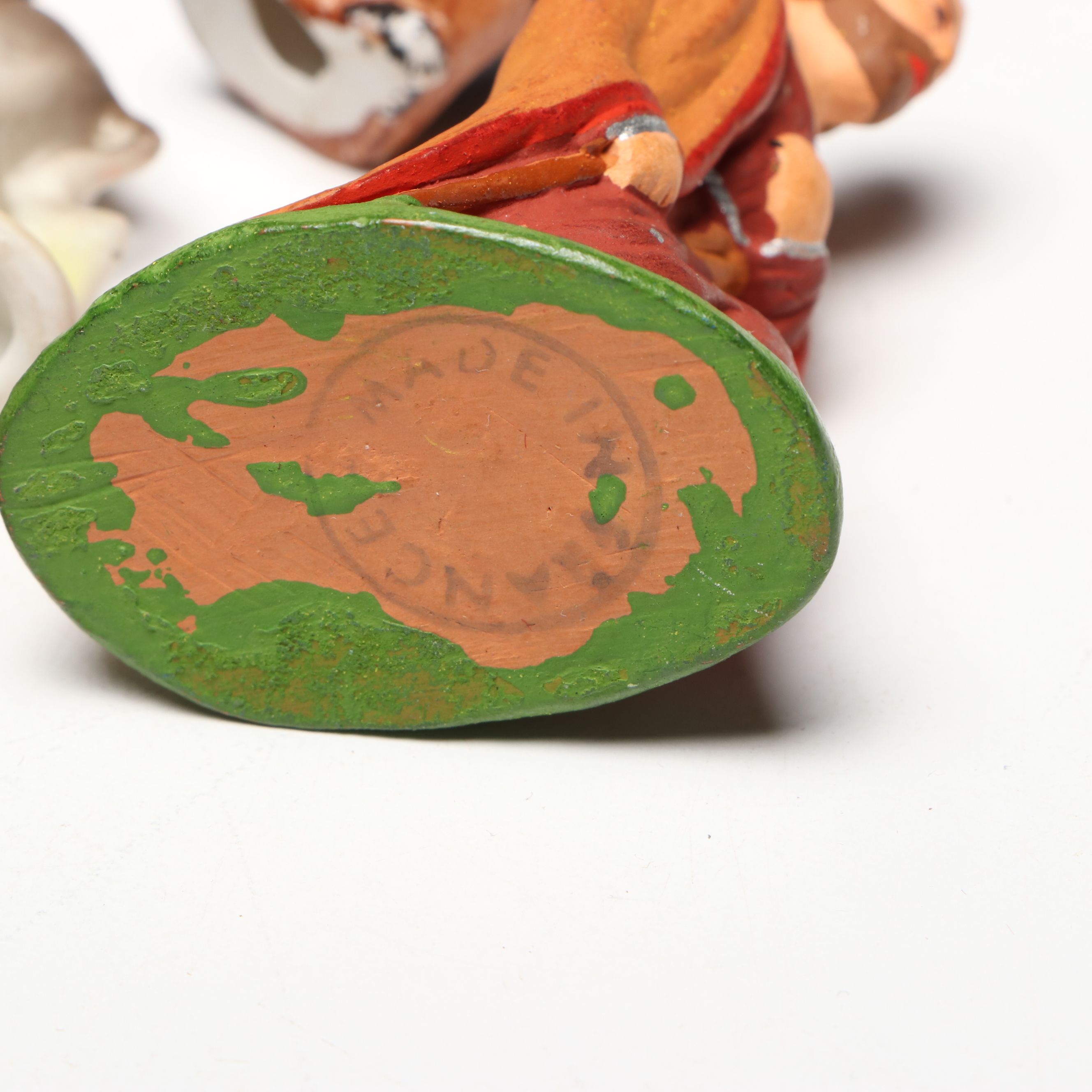 French and Other Nativity Figurines with Barn, Mid-20th Century