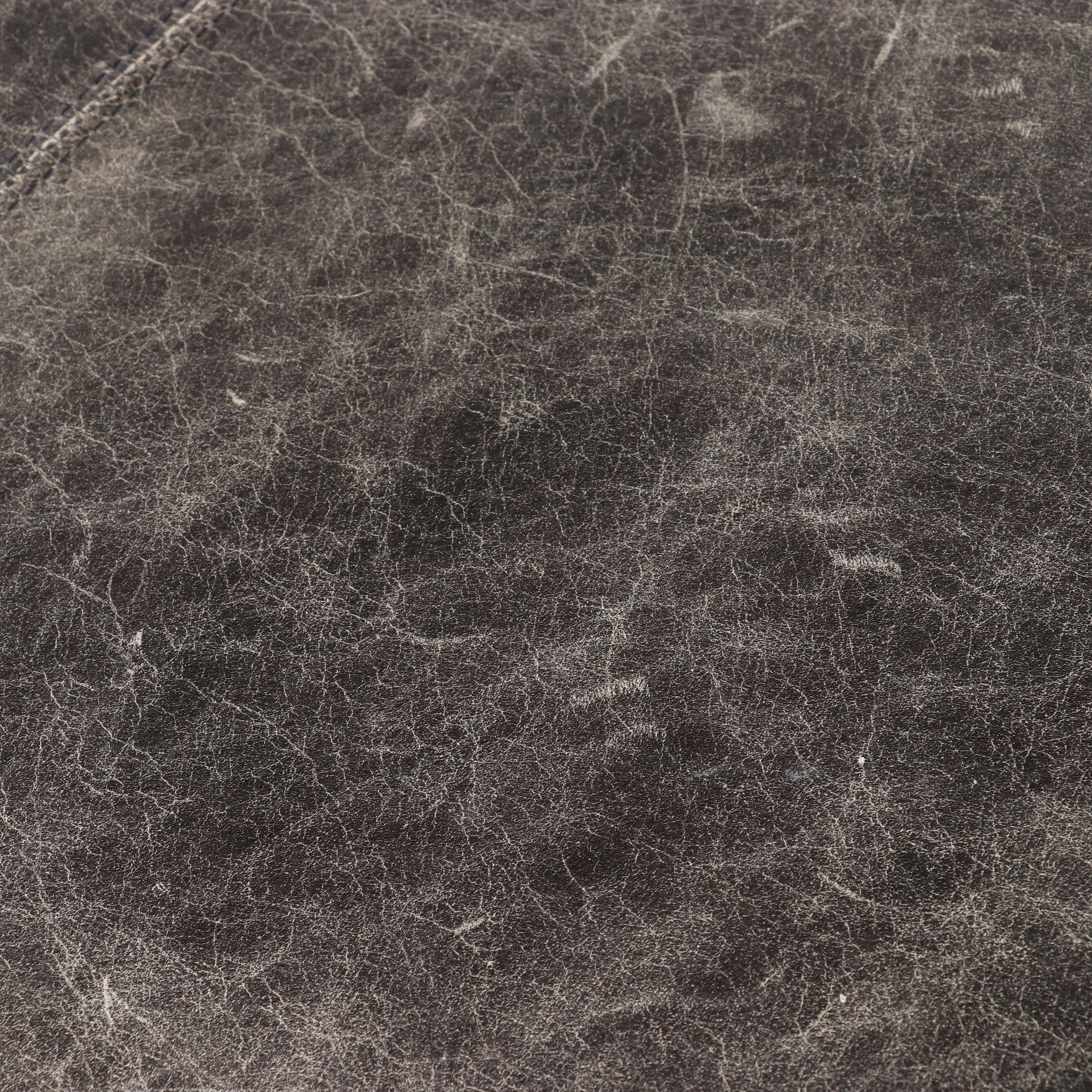 Contemporary Edwardian Style Distressed Leather Cocktail Ottoman on Casters