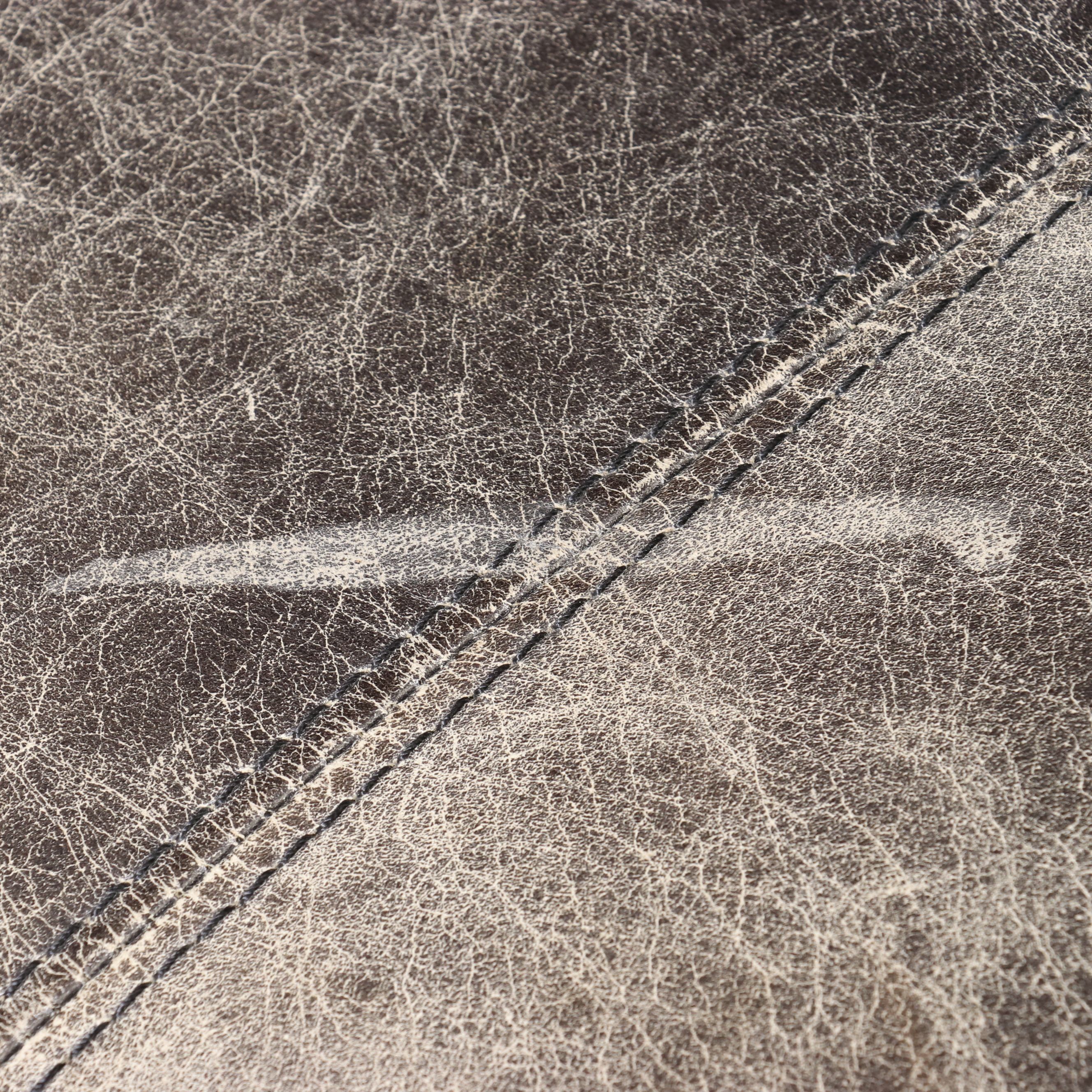 Contemporary Edwardian Style Distressed Leather Cocktail Ottoman on Casters