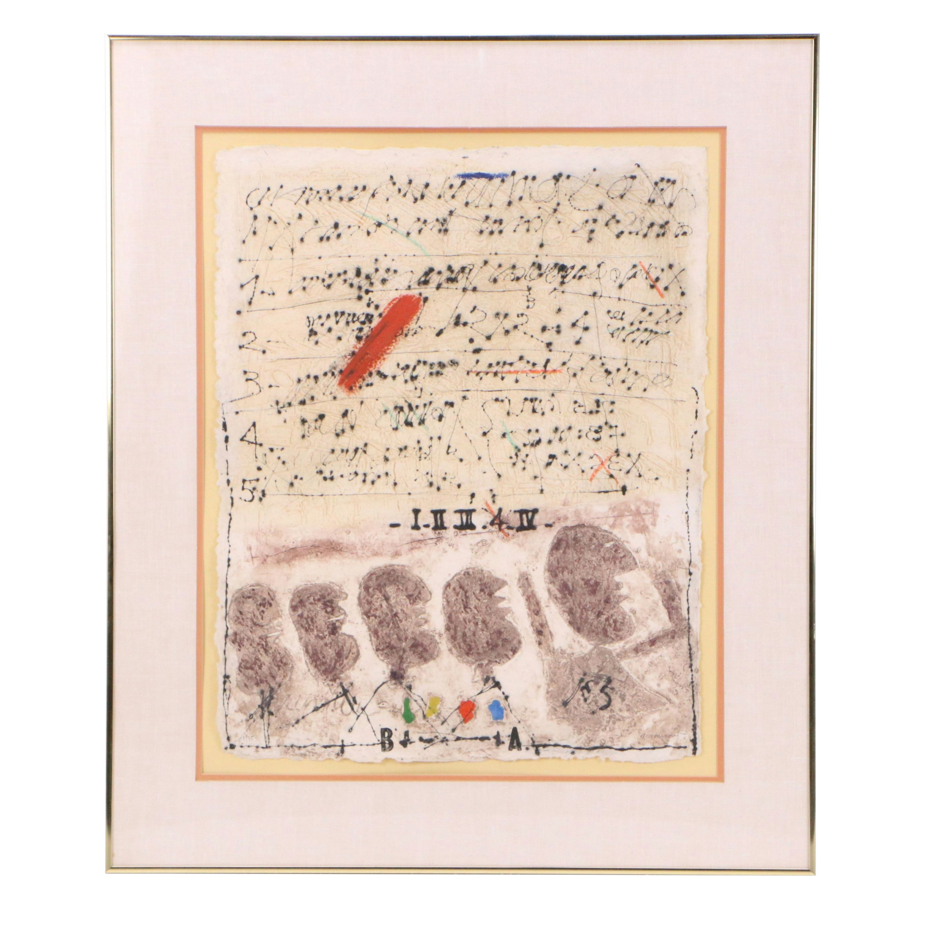 James Coignard Mixed Method Print "Nomenclature autour d'une tête"