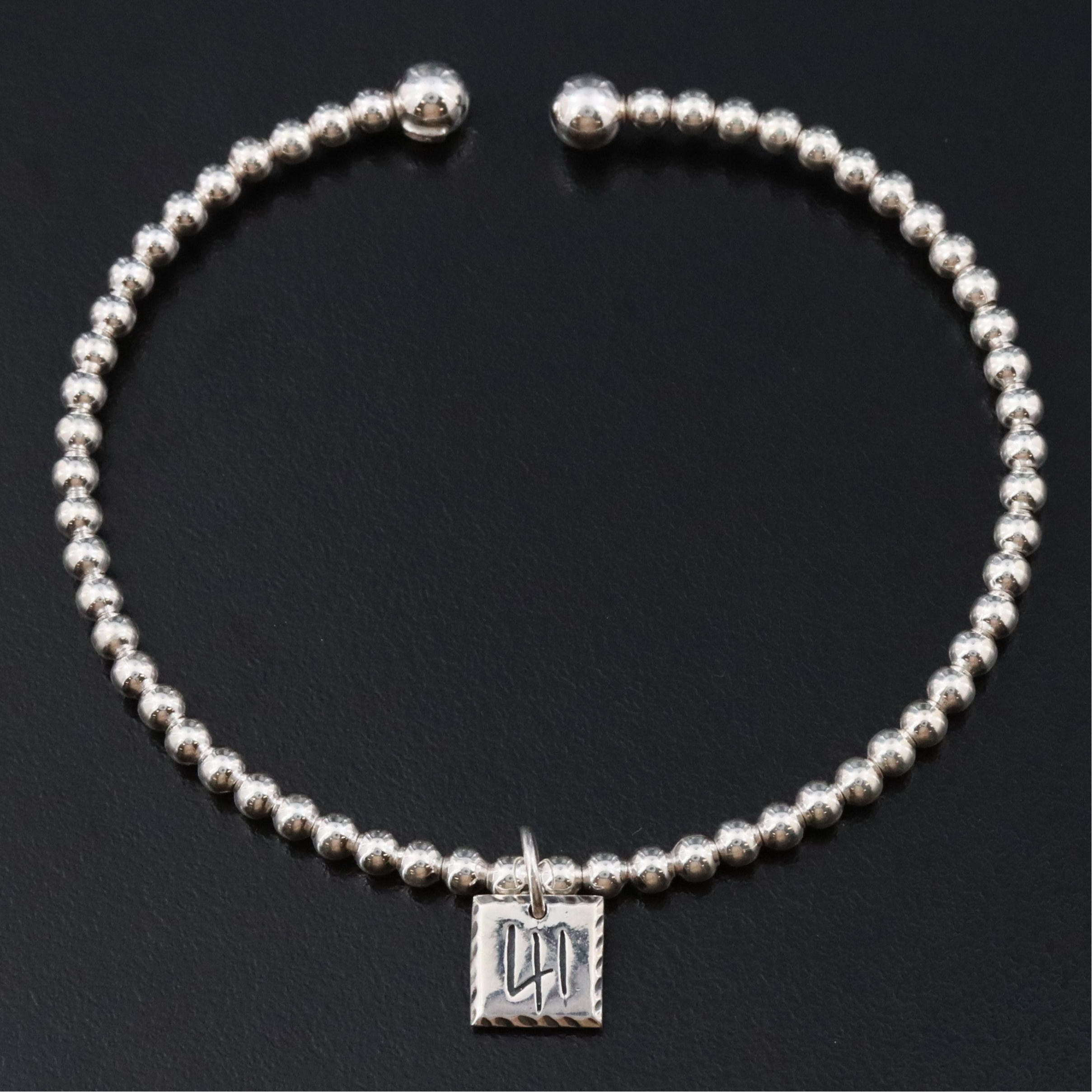 Sterling Bead Bracelet with Cross Charm