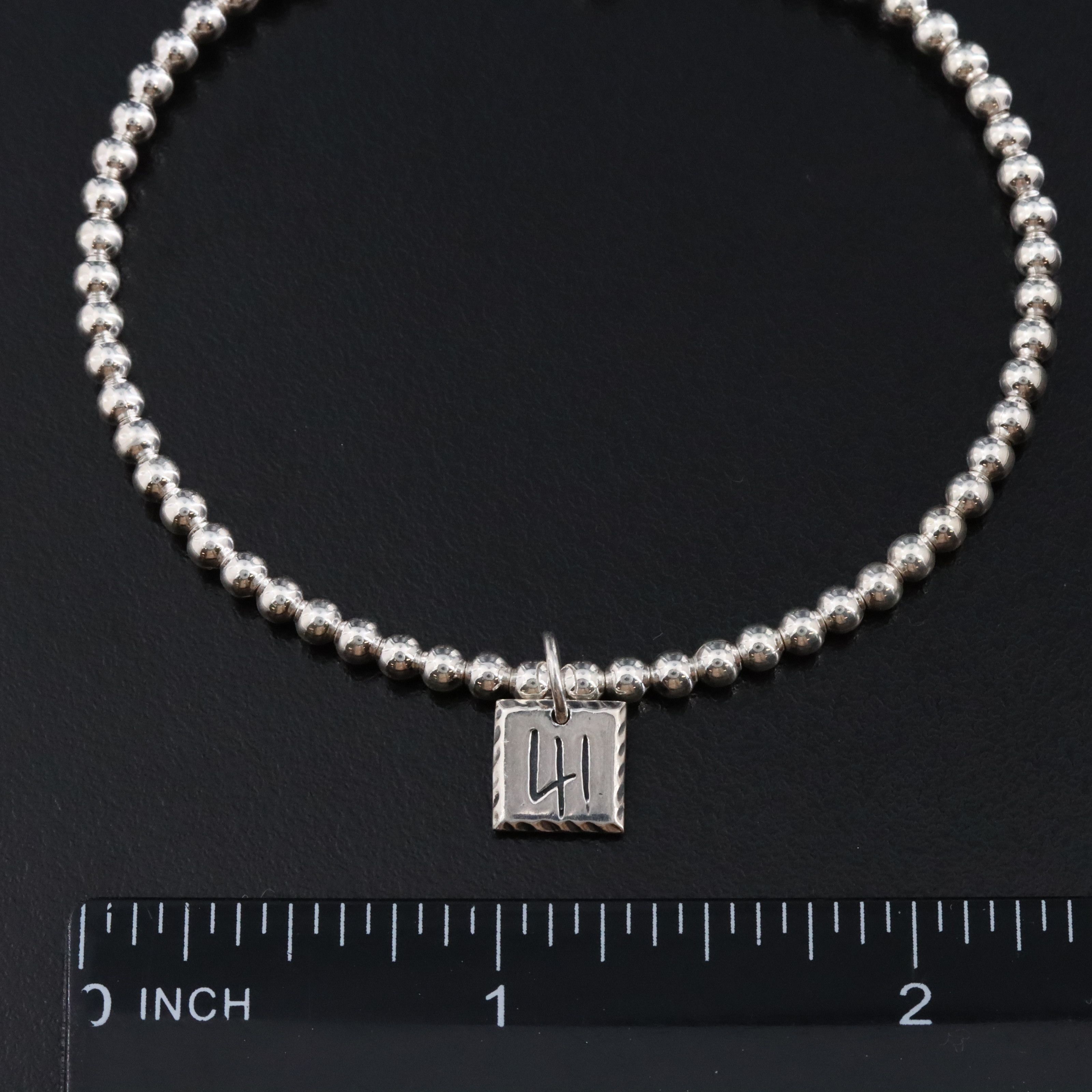 Sterling Bead Bracelet with Cross Charm