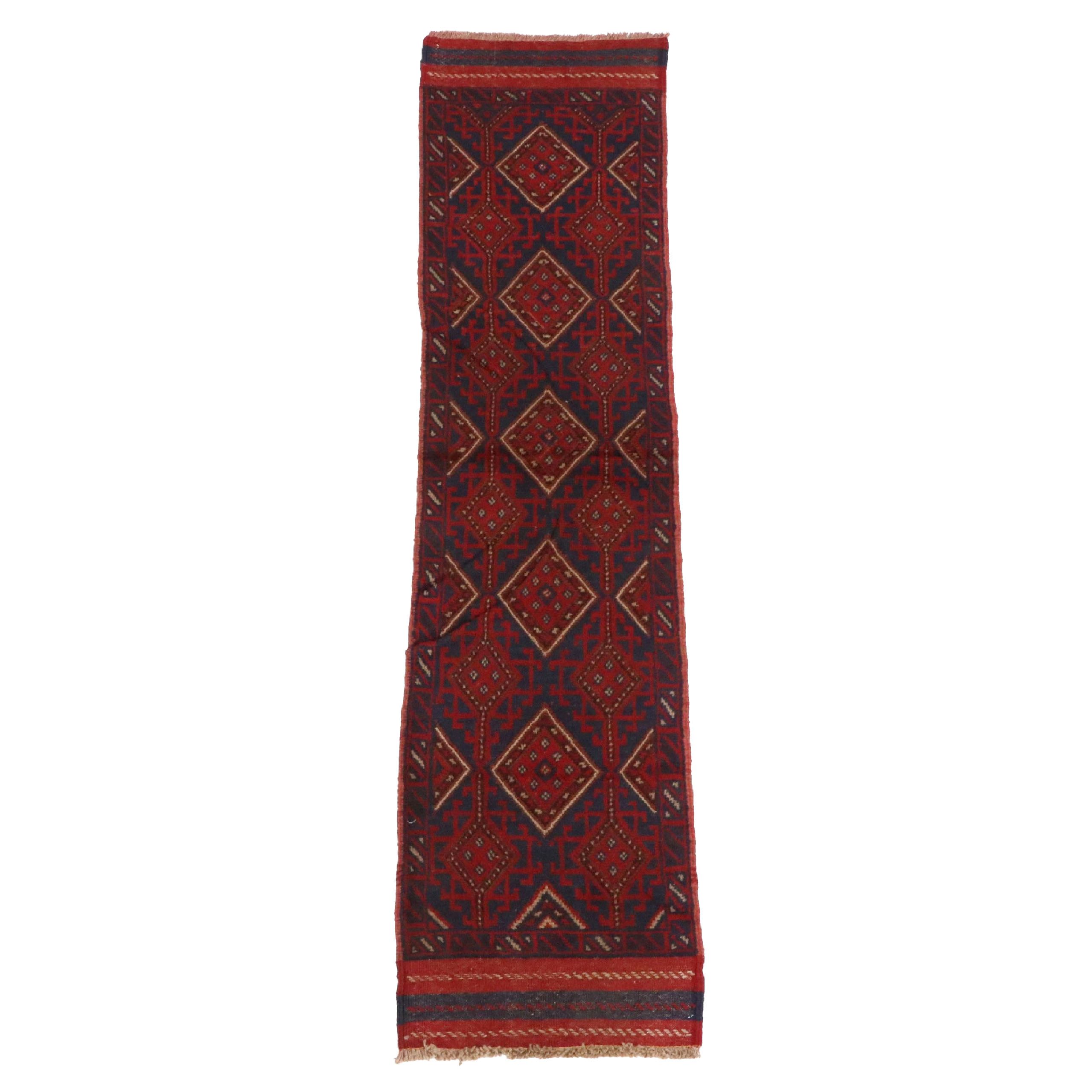 1'10 x 8'3 Handmade Afghan Mashwani Carpet Runner