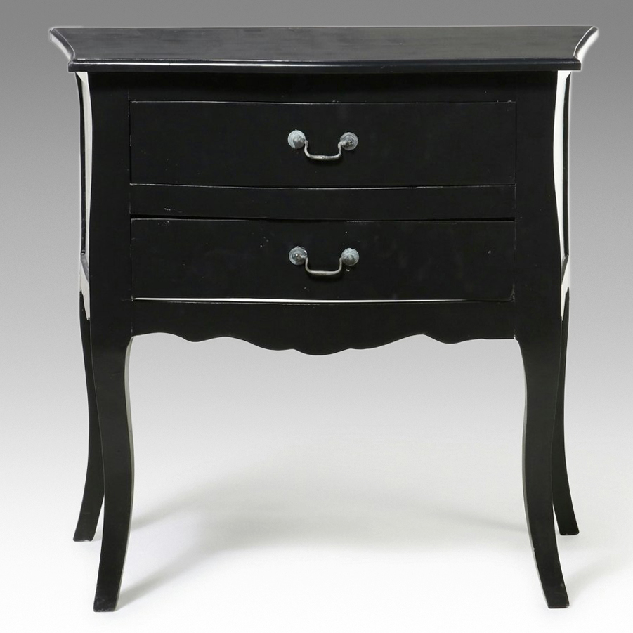 French Provincial Style Petite Black Commode, Late 20th/Early 21st Century