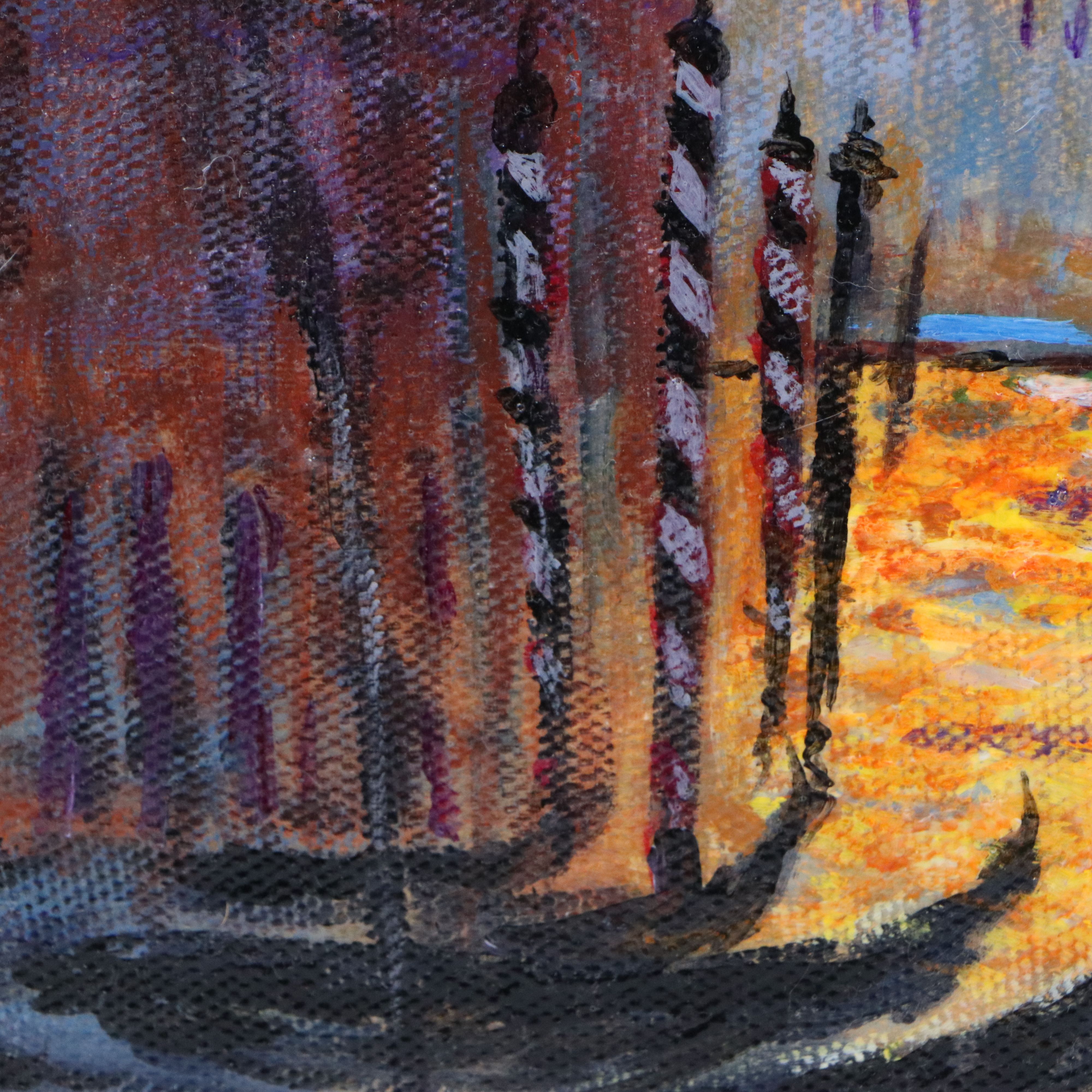 Ellen Diamond Oil Painting of Venetian Sunset, Late 20th Century