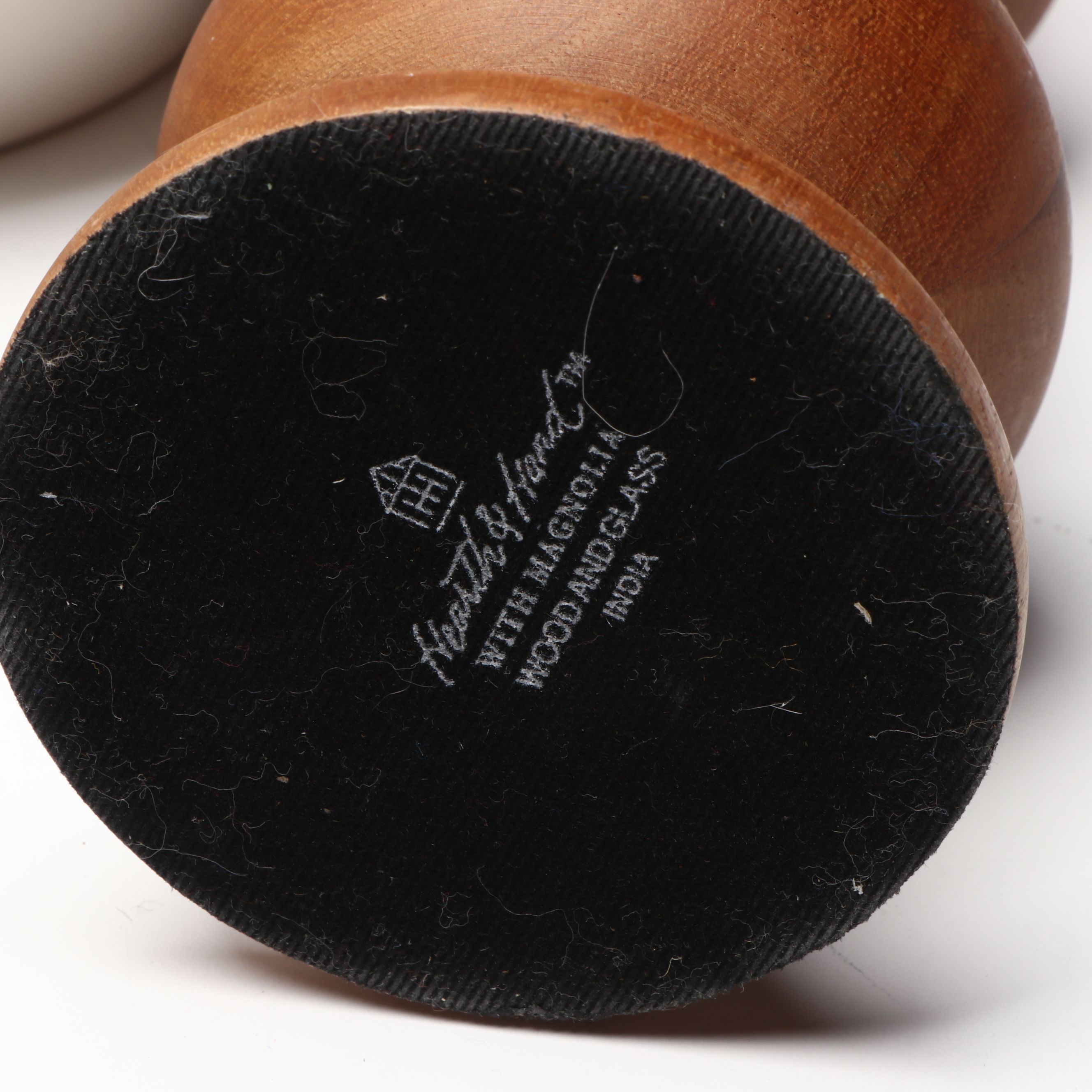 Incised Wood and Ceramic Vases with Tray and Turned Wood Candle Holders