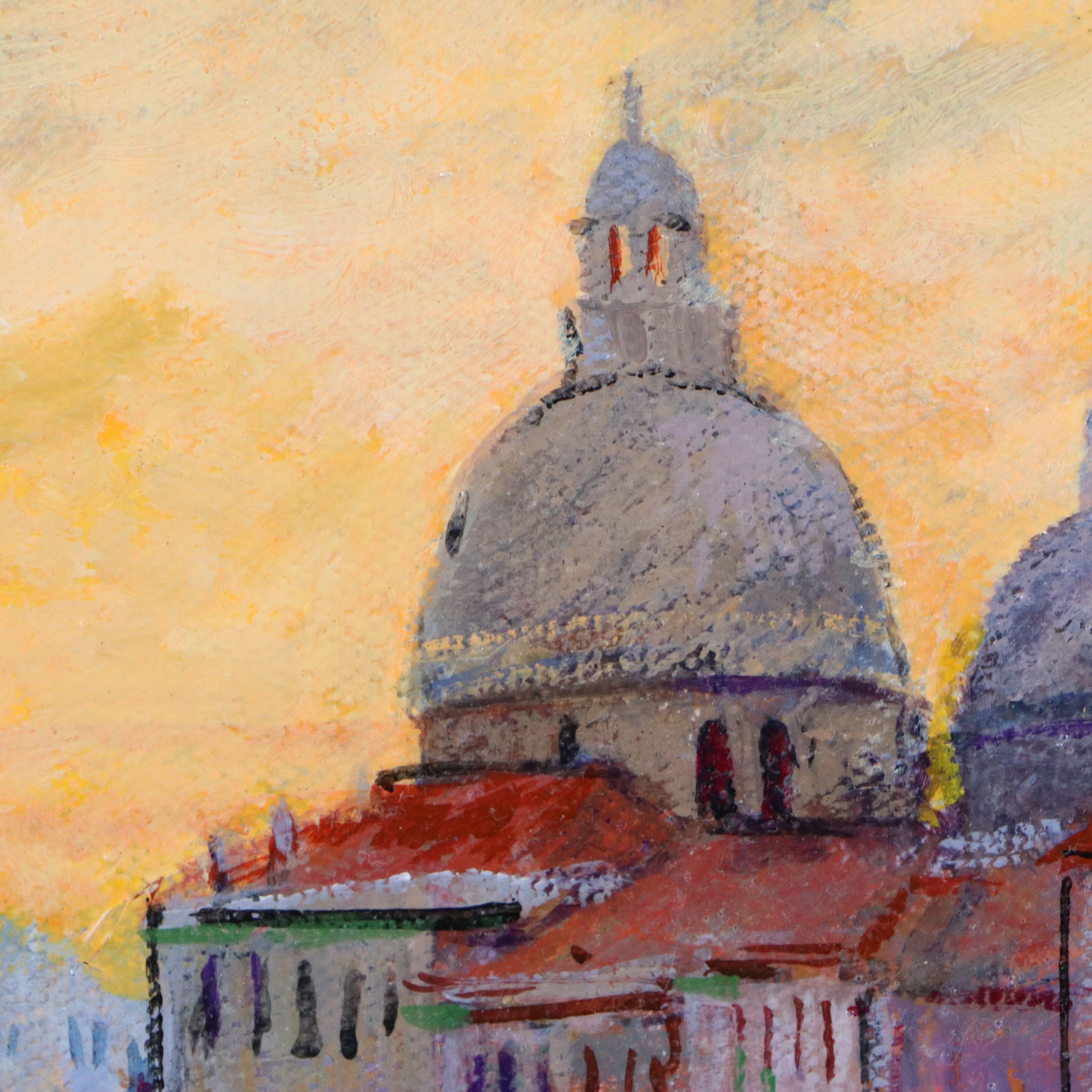 Ellen Diamond Oil Painting of Venetian Sunset, Late 20th Century