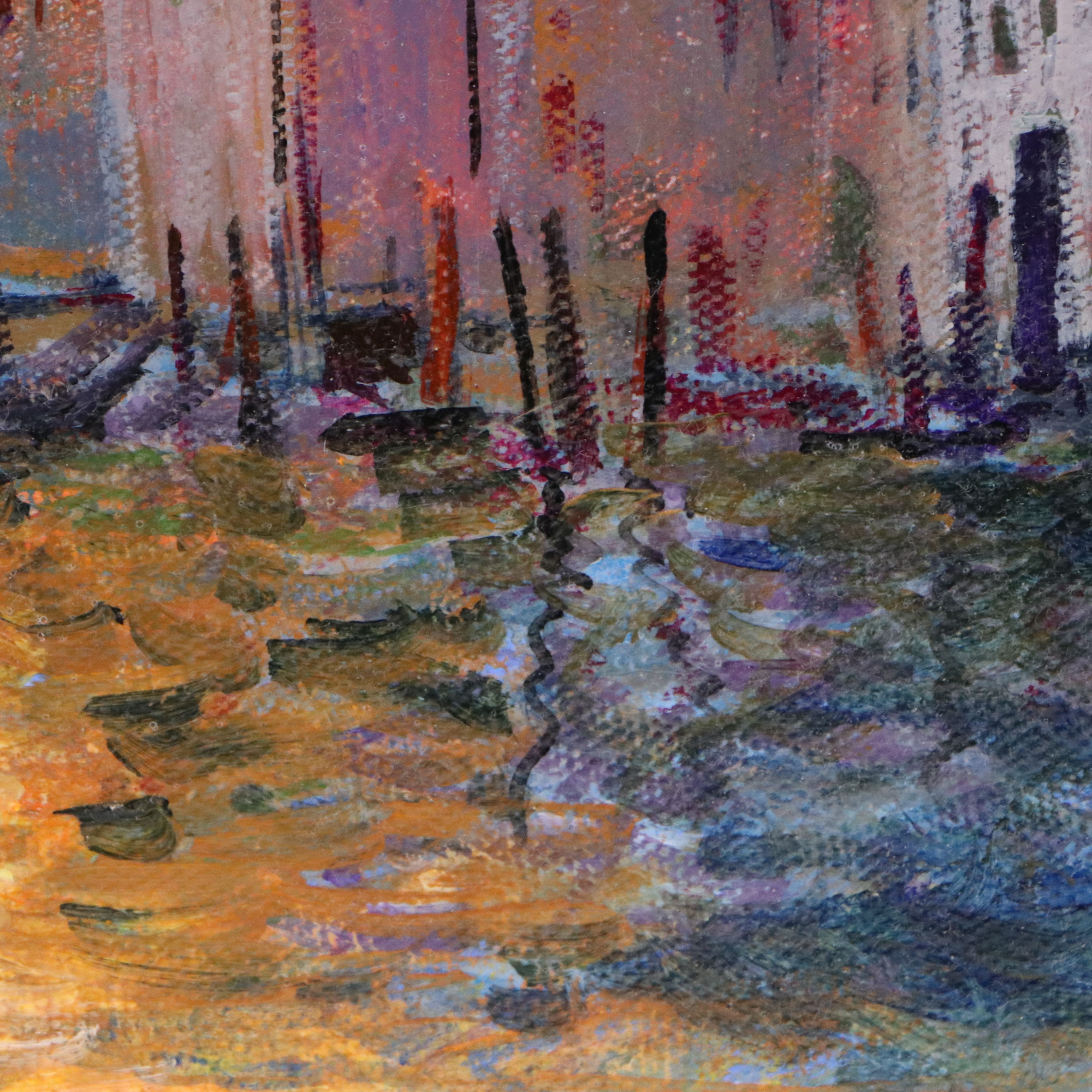 Ellen Diamond Oil Painting of Venetian Sunset, Late 20th Century
