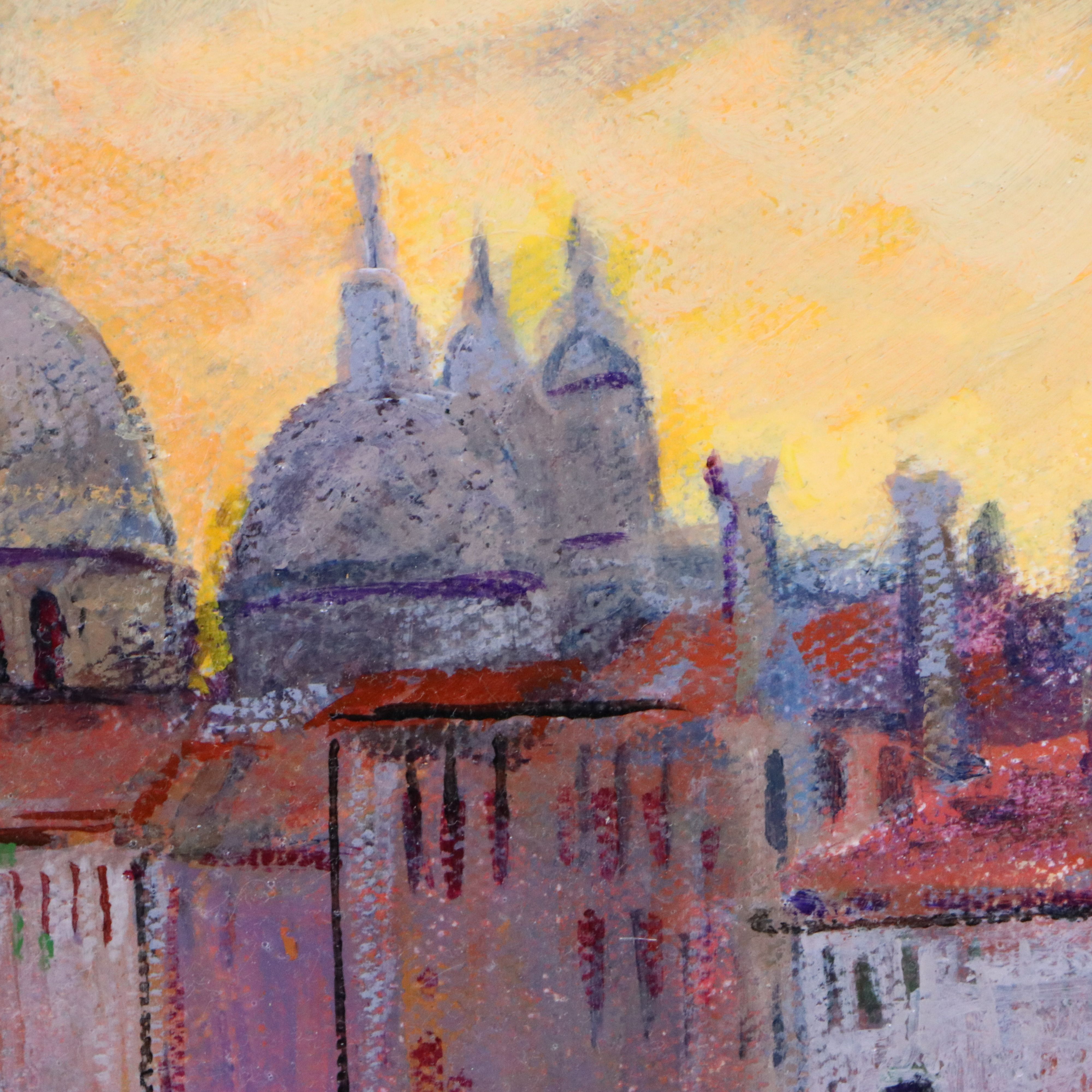 Ellen Diamond Oil Painting of Venetian Sunset, Late 20th Century