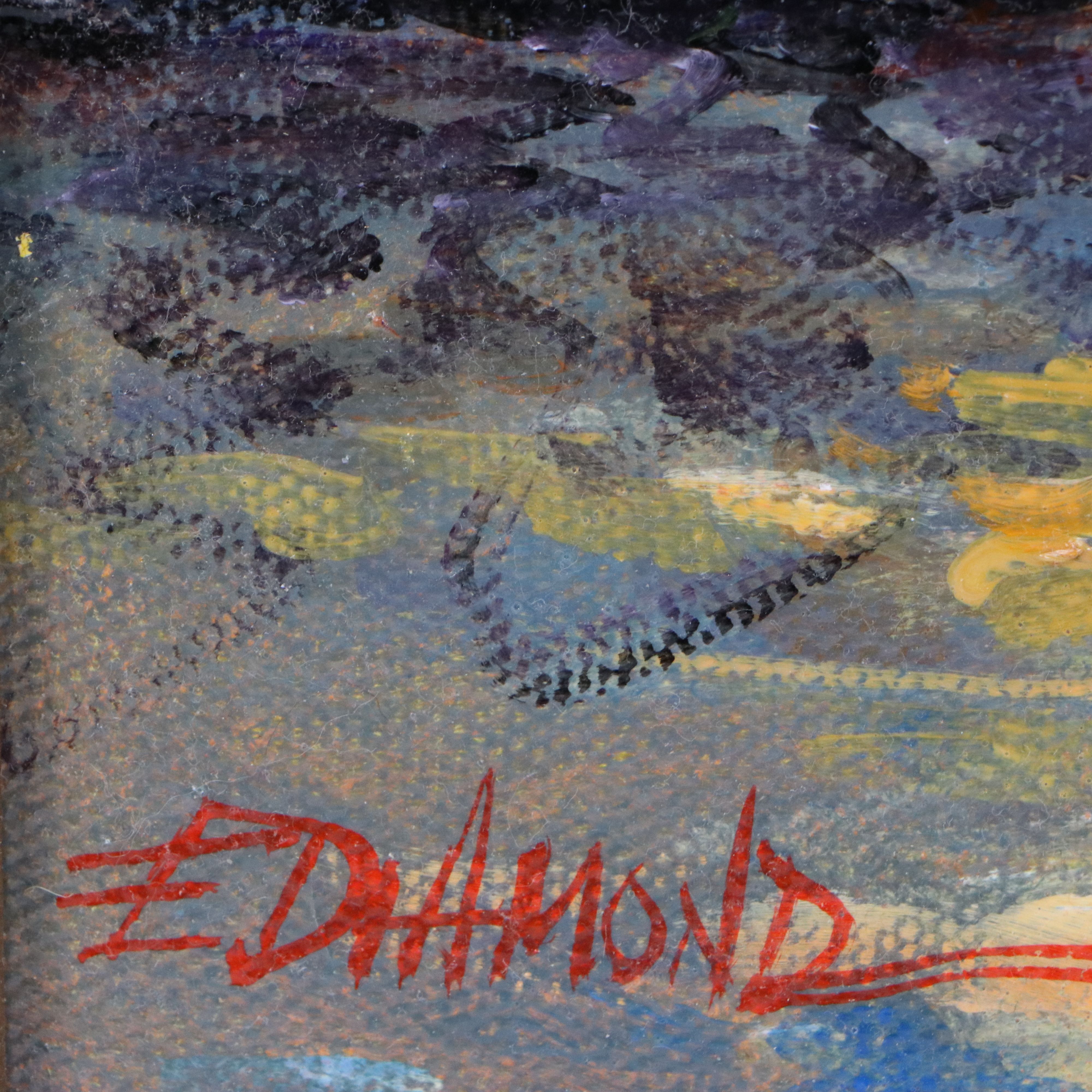 Ellen Diamond Oil Painting of Venetian Sunset, Late 20th Century