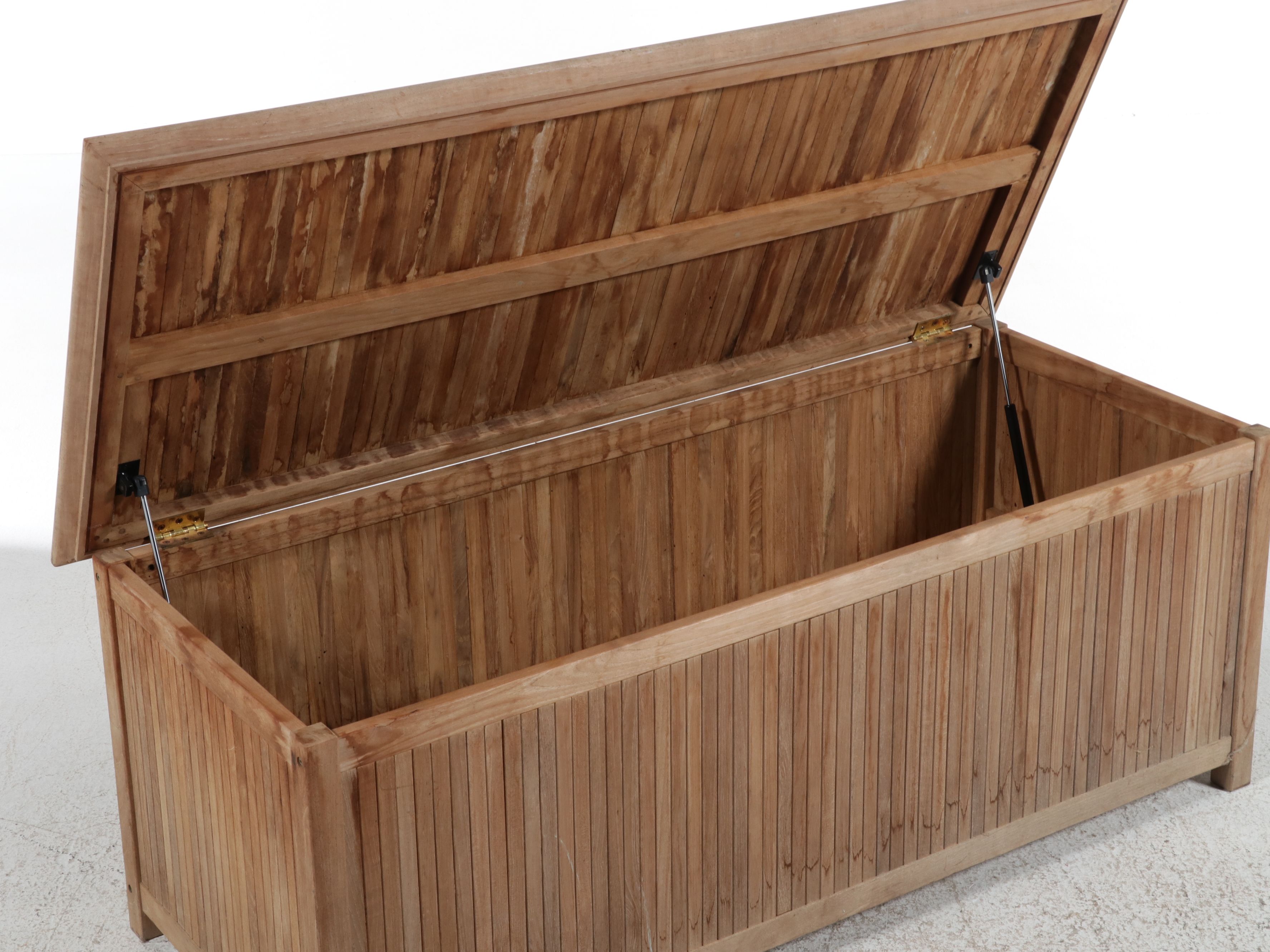 Contemporary Slatted Teak Storage Chest