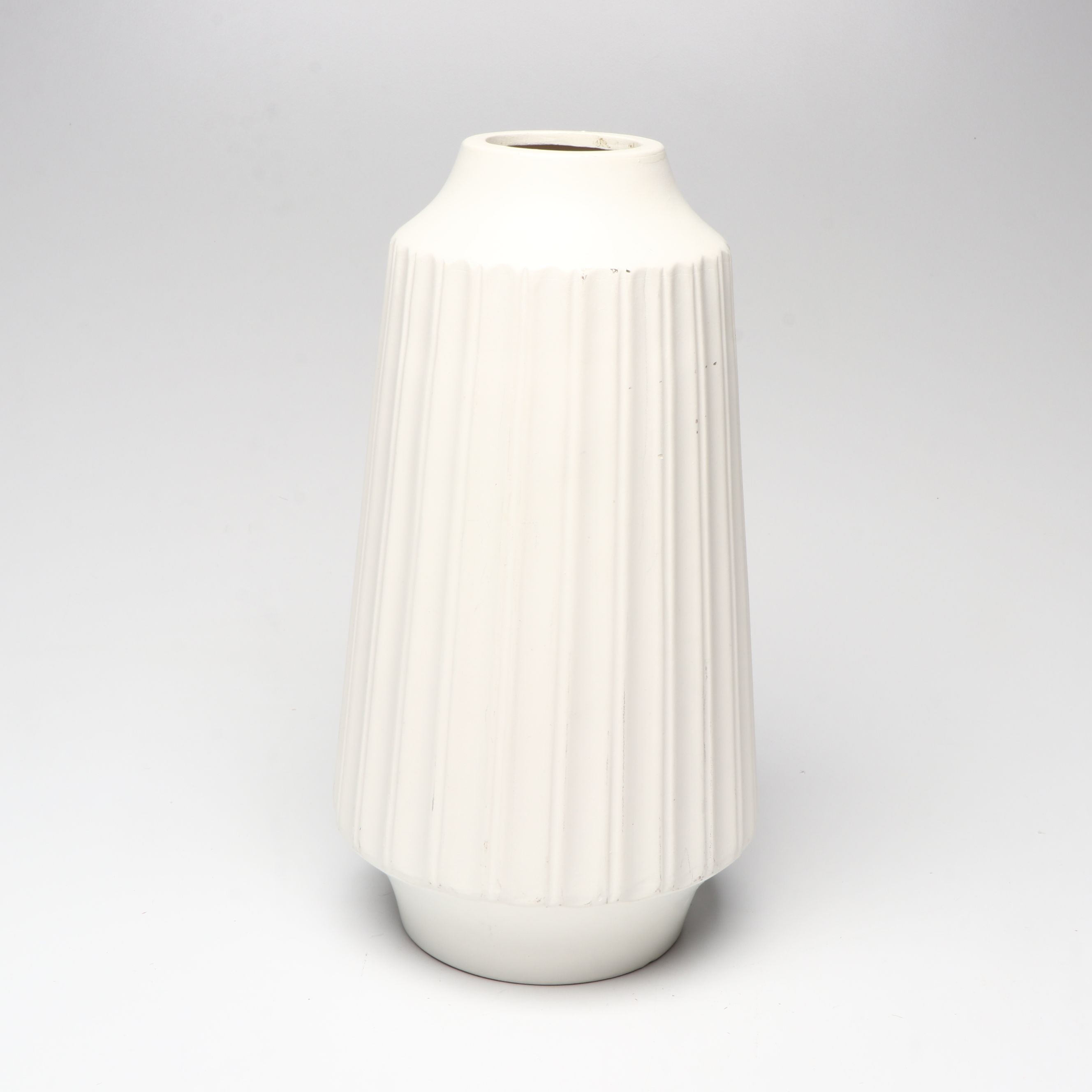 Incised Wood and Ceramic Vases with Tray and Turned Wood Candle Holders