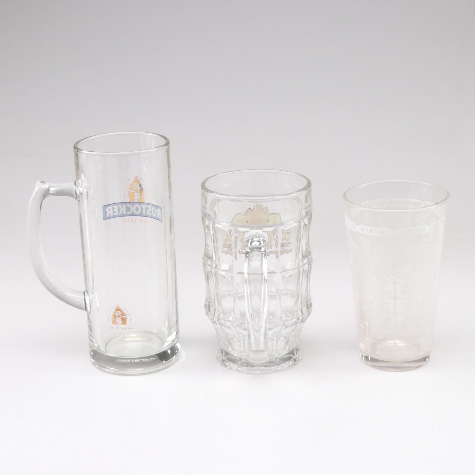 Pilsner Urquell Goblet with Mixing Sticks and Other Beer, Lager, & Ale Glasses